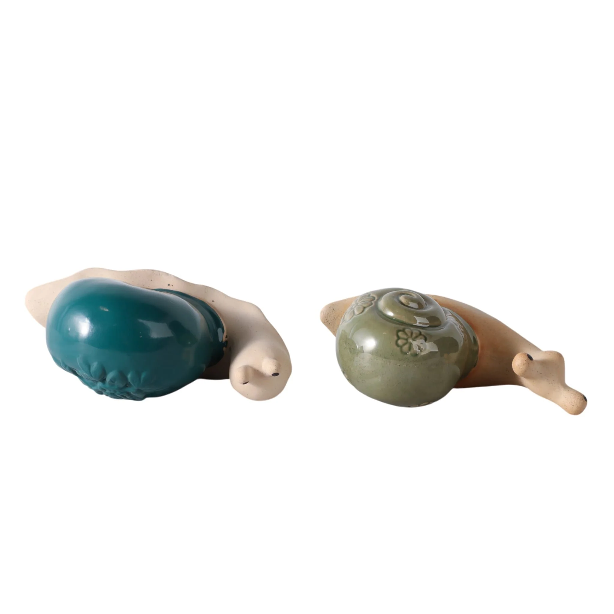 S/2 8" Flower Snails, Blue/green - Image 6