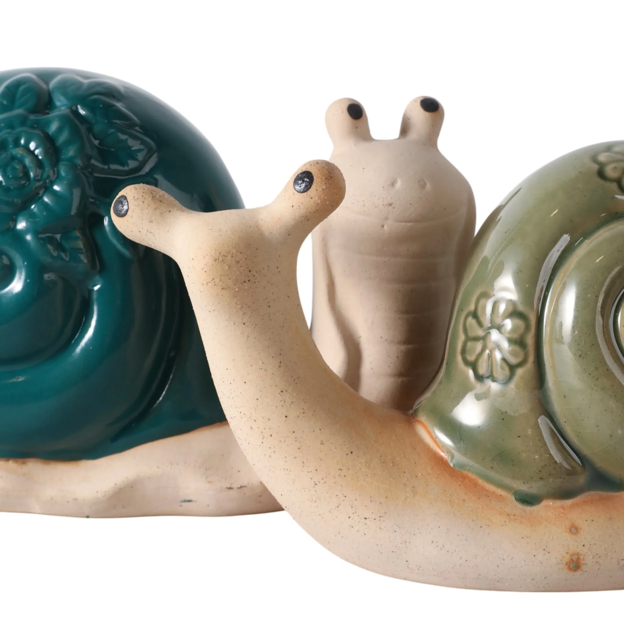S/2 8" Flower Snails, Blue/green - Image 7