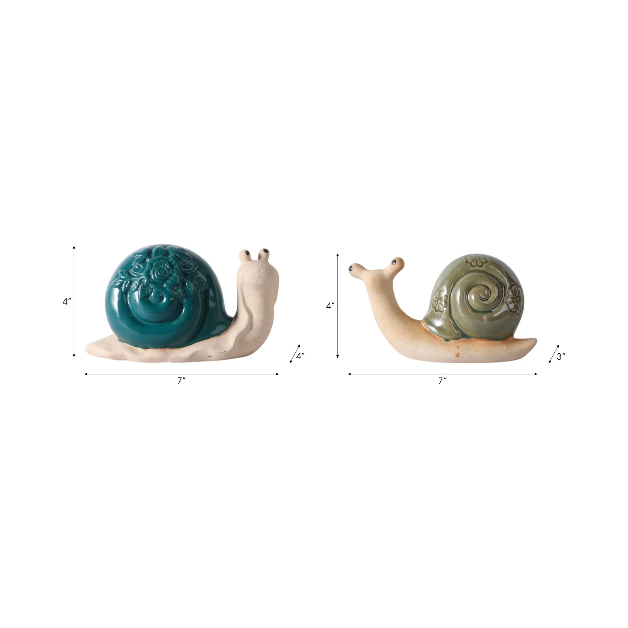 S/2 8" Flower Snails, Blue/green - Image 8