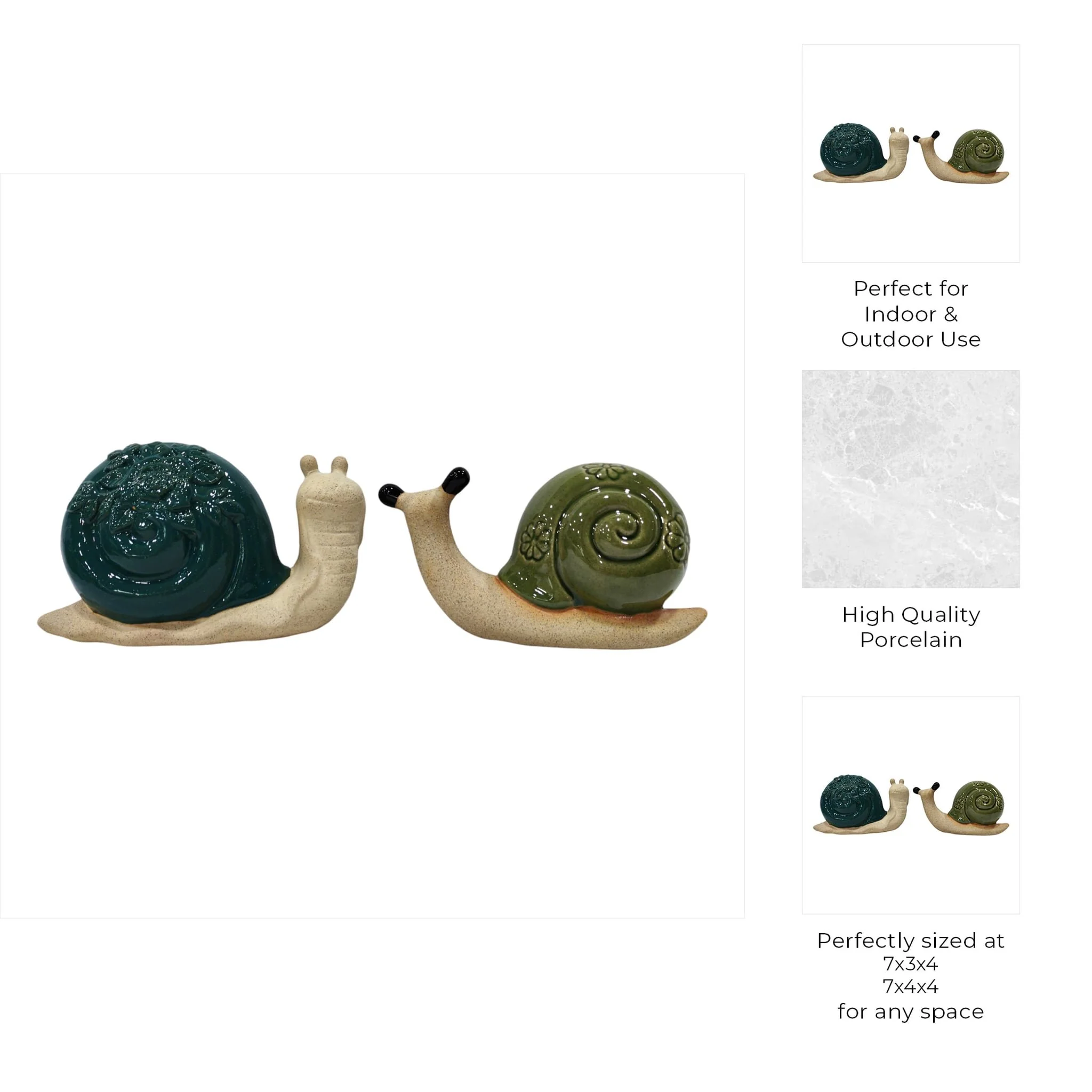 S/2 8" Flower Snails, Blue/green - Image 9