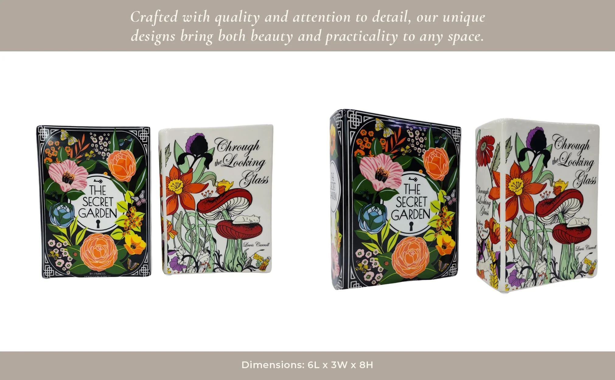 S/2 8x6" Book Vase, Multi - Image 9