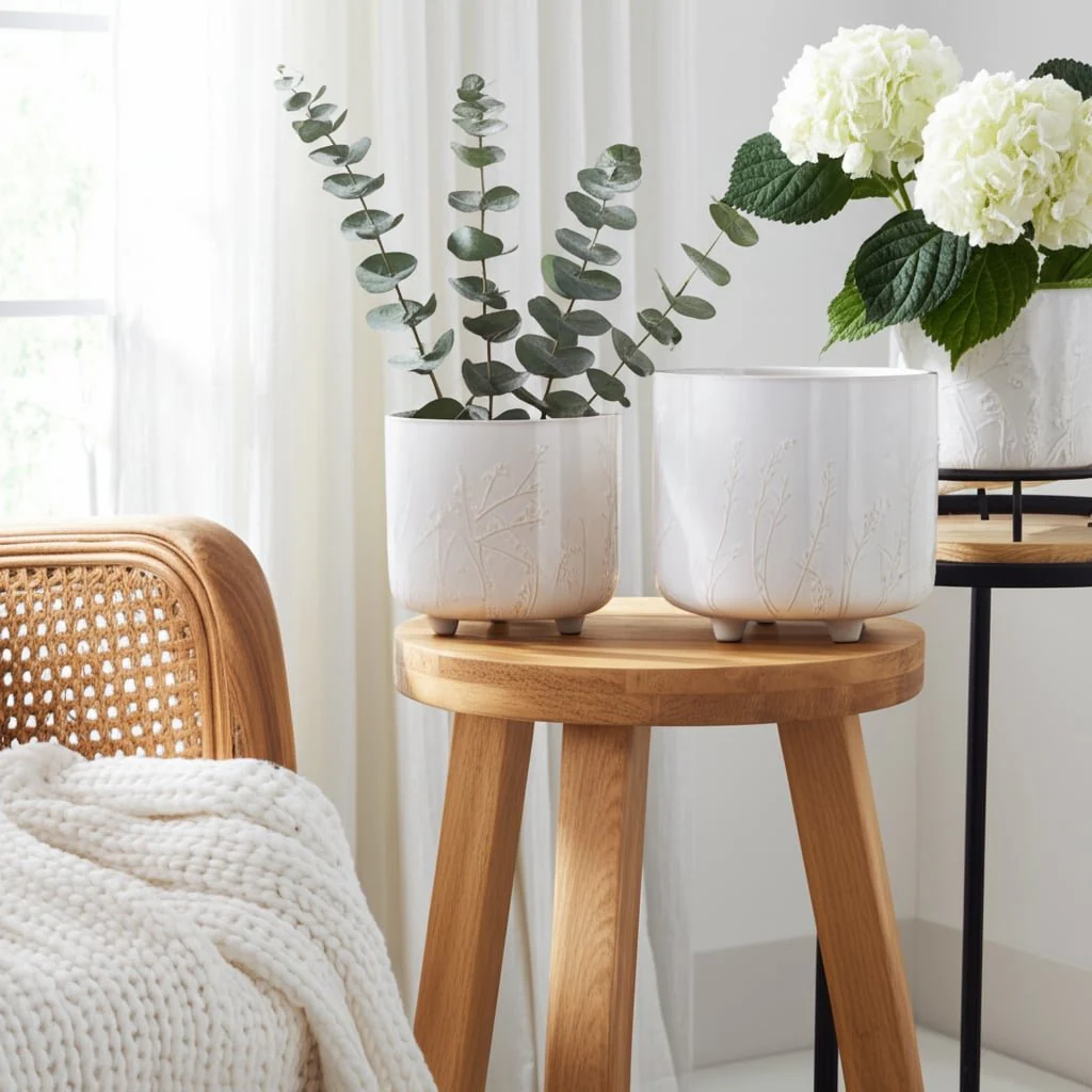 S/2 9/11" Blooming Branches Planters, Ivory - Image 9
