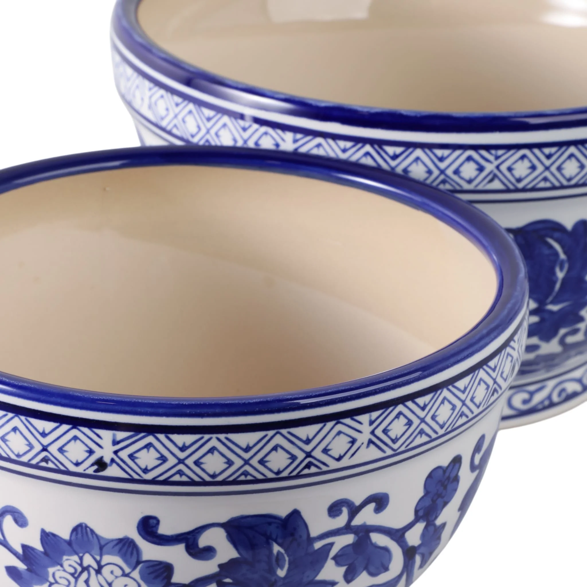 S/2 9/11" Bowl Chinoiserie Planters, Blue/wht - Image 5