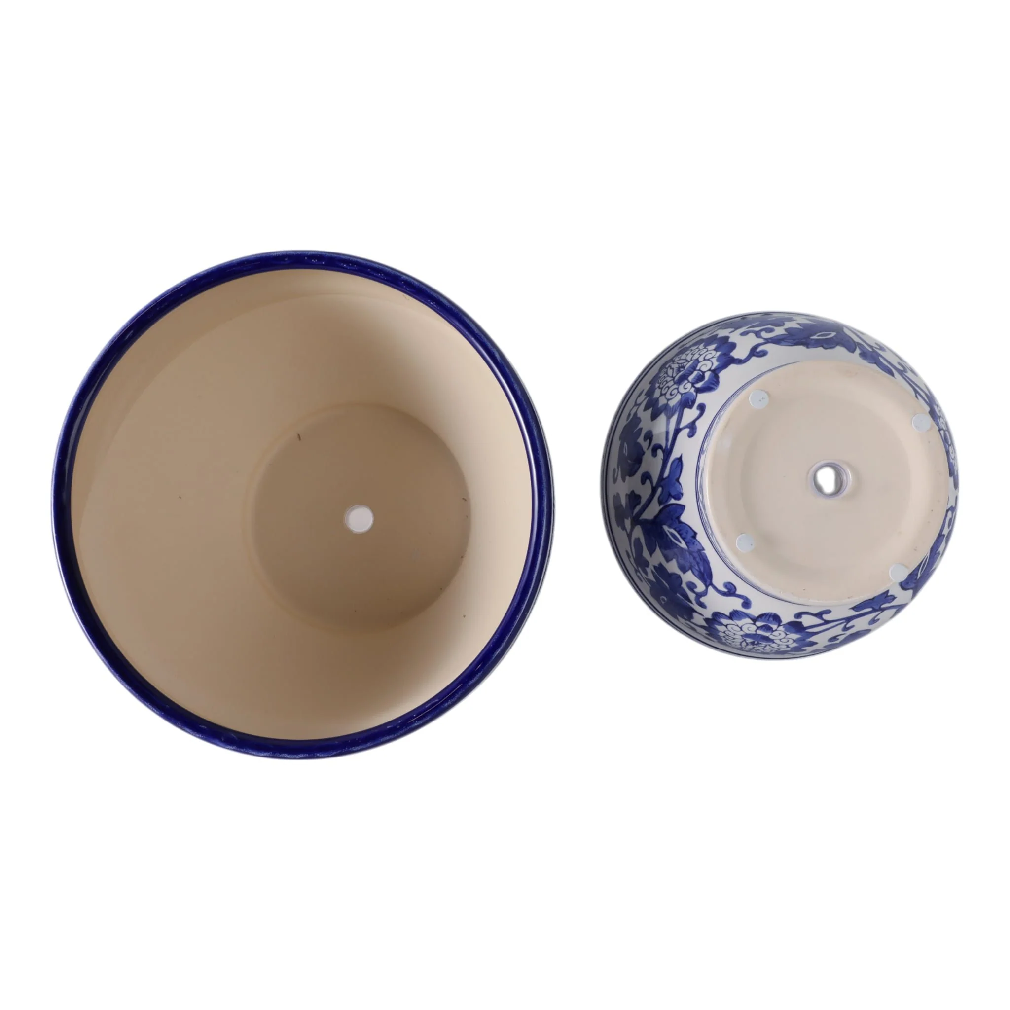 S/2 9/11" Bowl Chinoiserie Planters, Blue/wht - Image 6