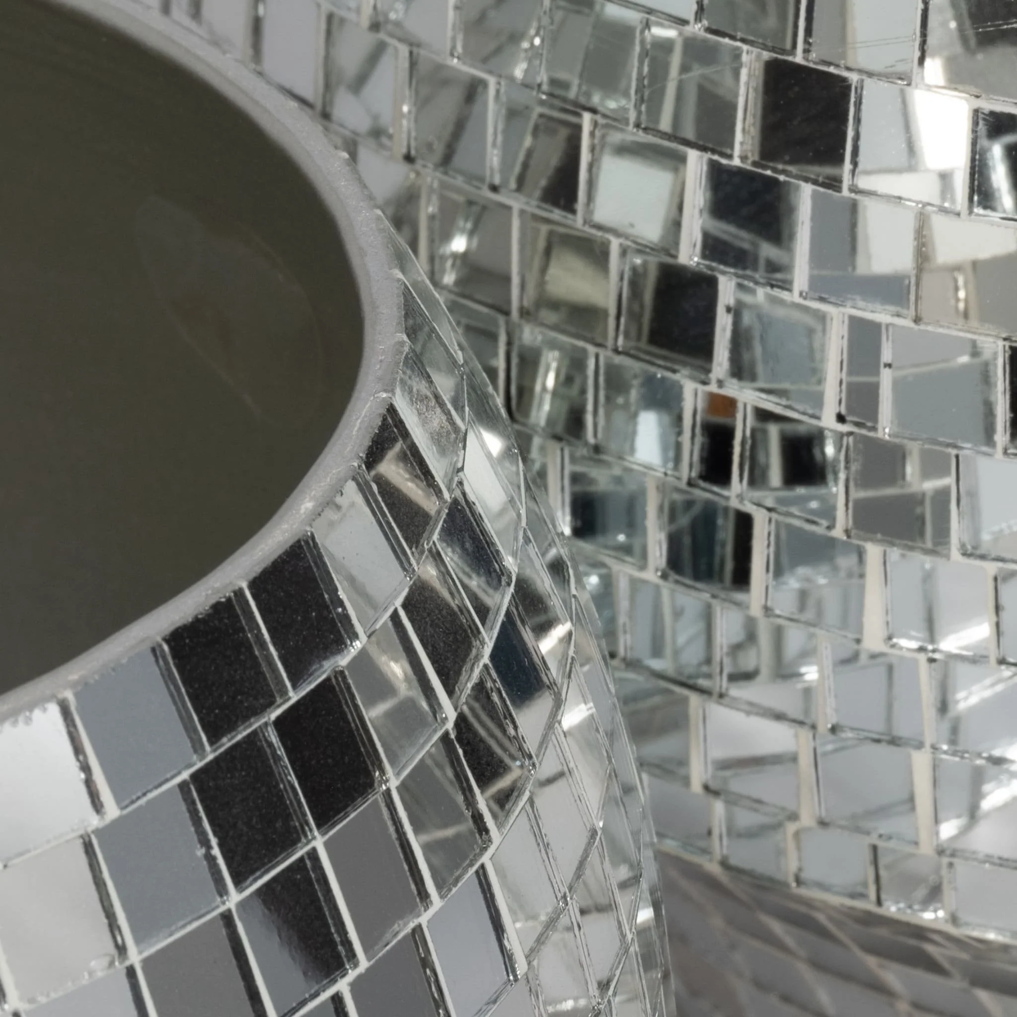 S/2 9/11" Curved Disco Mosaic Planter, Silver - Image 4