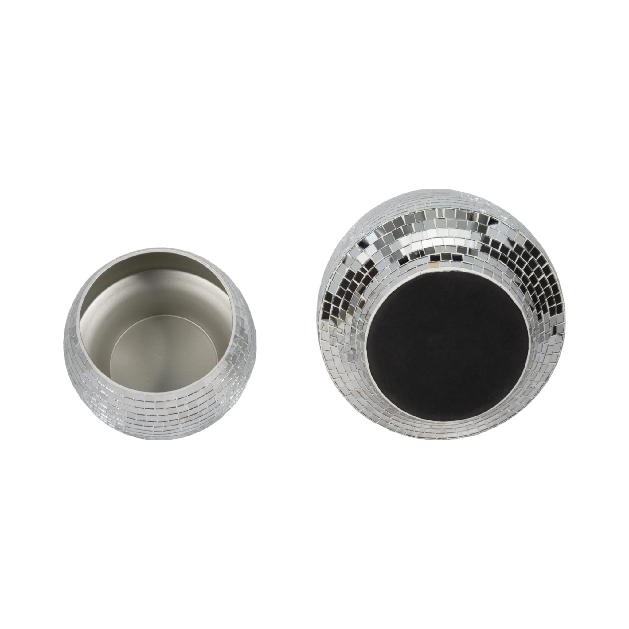 S/2 9/11" Curved Disco Mosaic Planter, Silver - Image 5