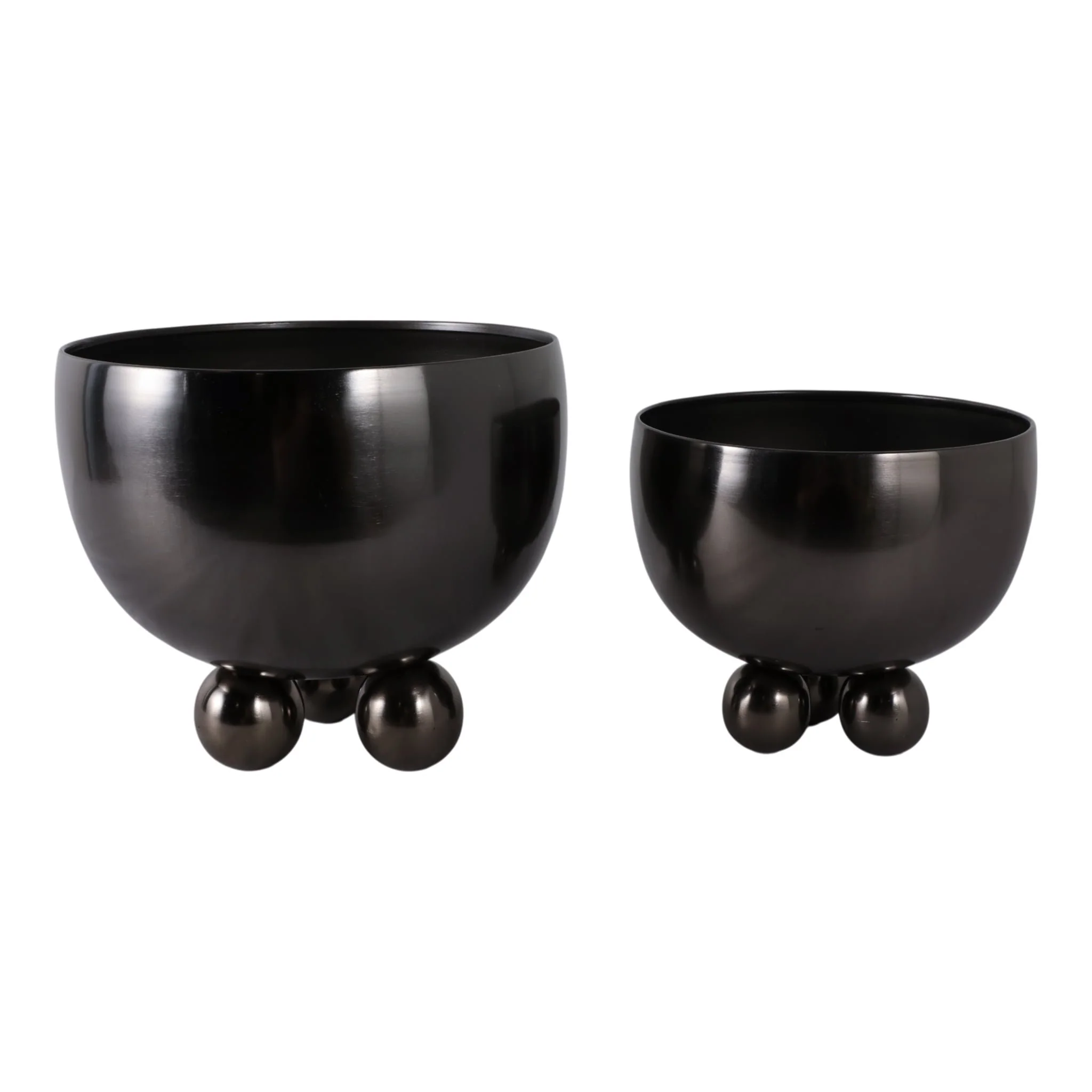 S/2 9/11" Metal Bowl Planter With Ball Feet, Gunme - Image 3