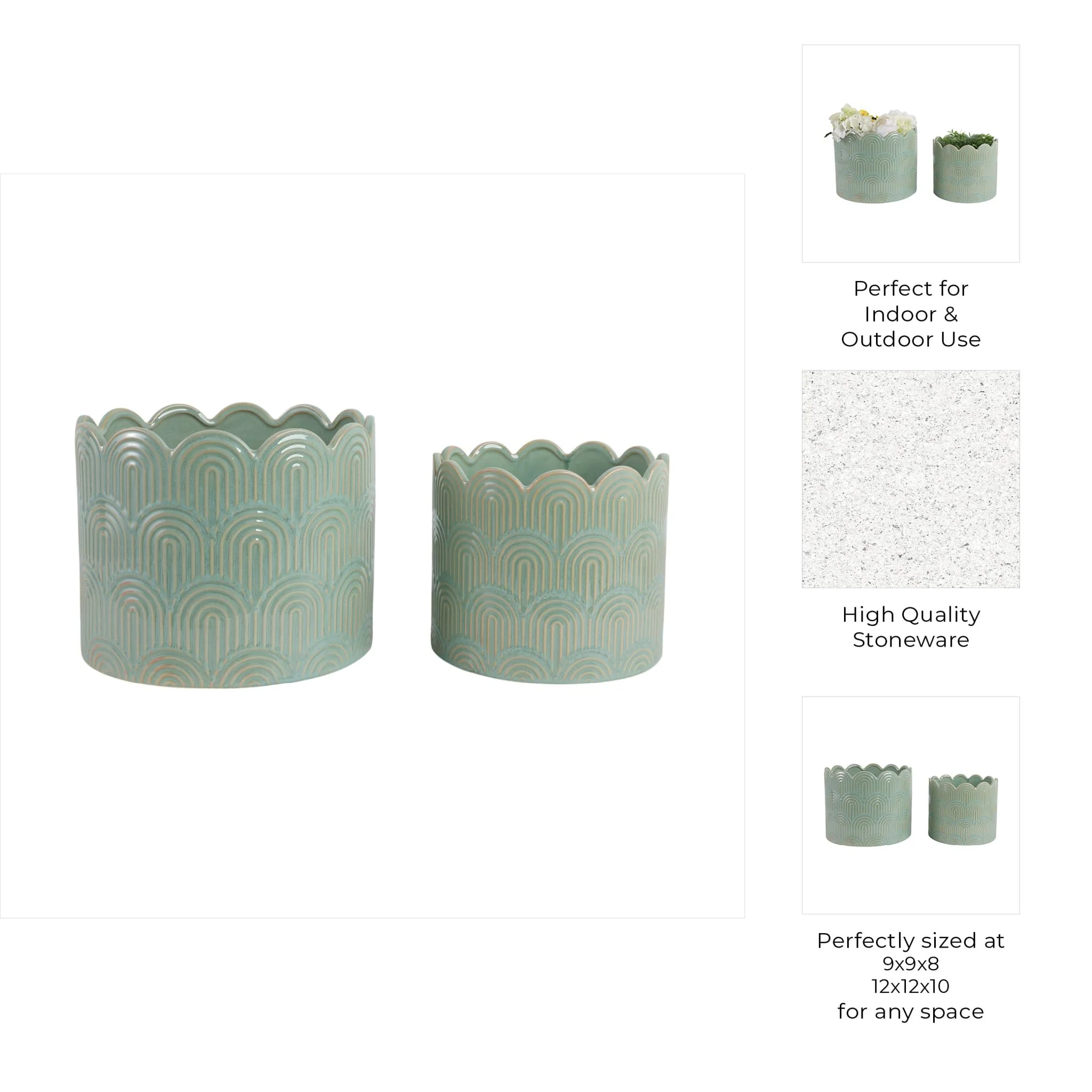 S/2 9/12"  Arch Planters, Sage Green - Image 8