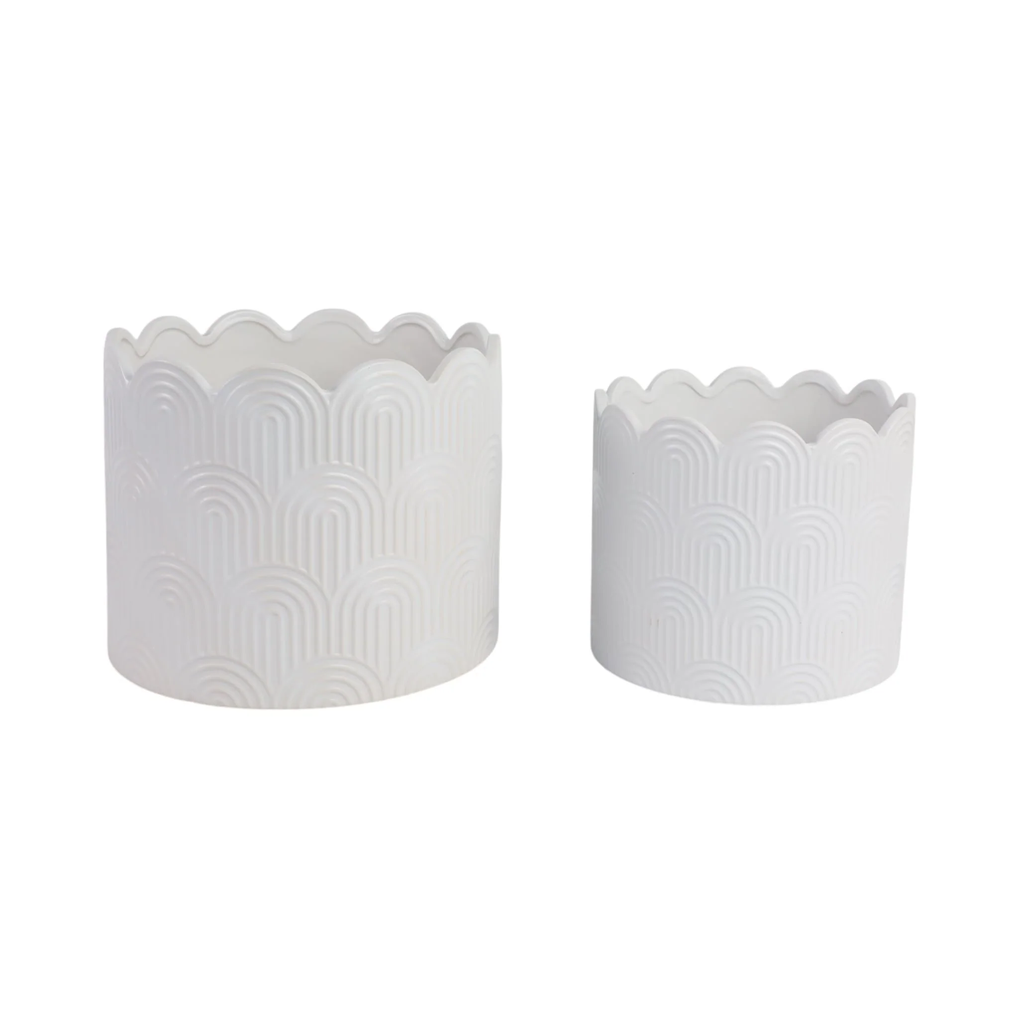 S/2 9/12"  Arch Planters, White - Image 2