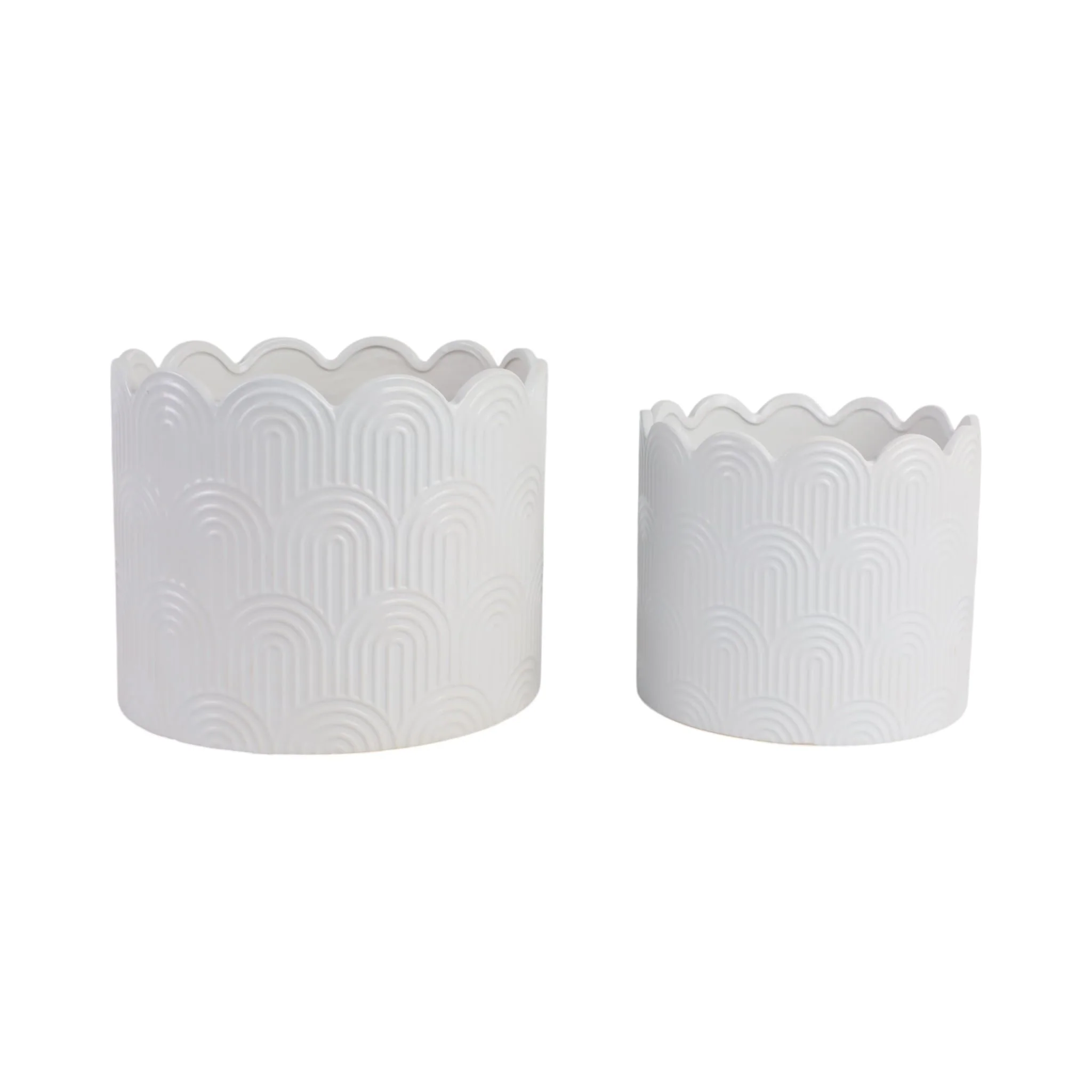 S/2 9/12"  Arch Planters, White - Image 3