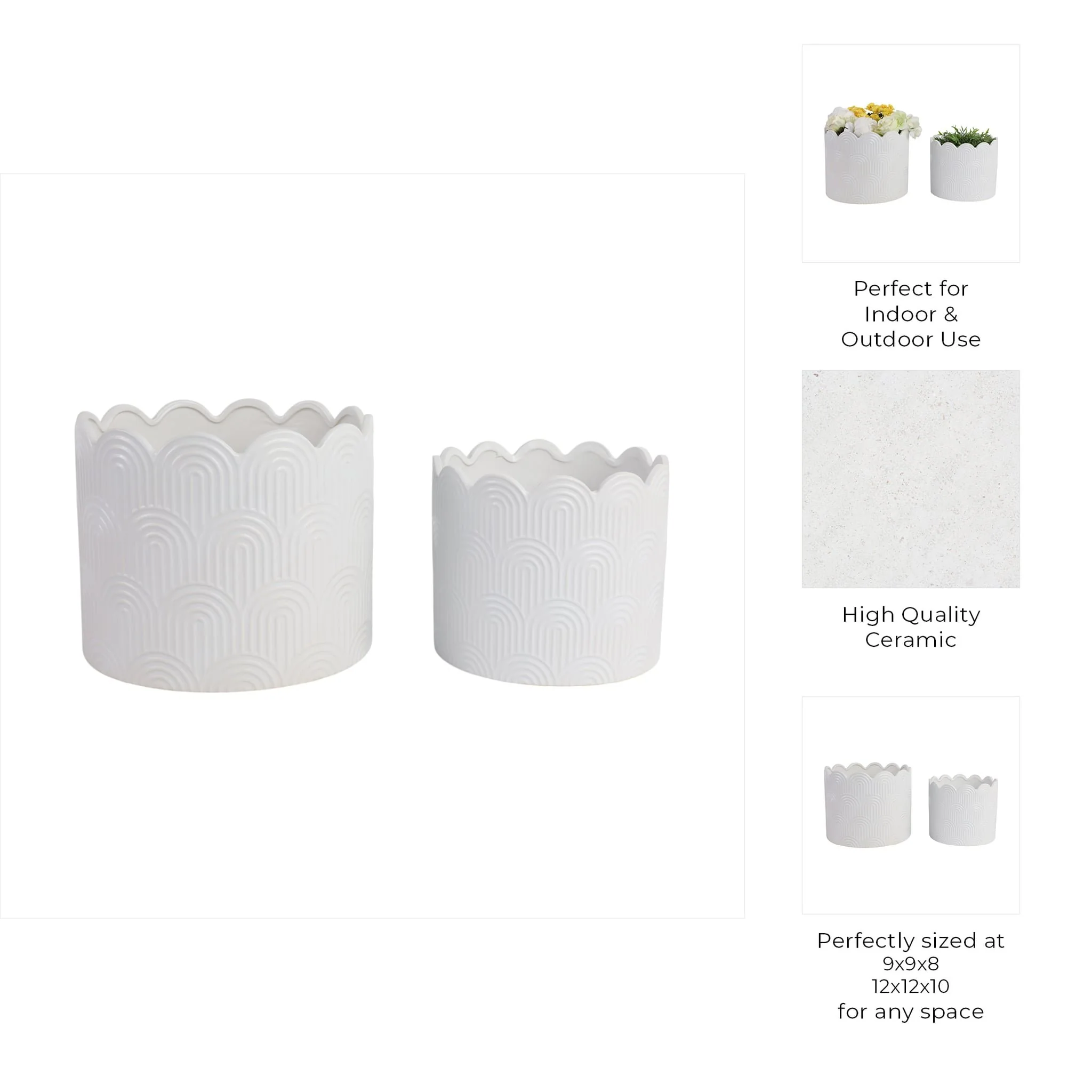 S/2 9/12"  Arch Planters, White - Image 8
