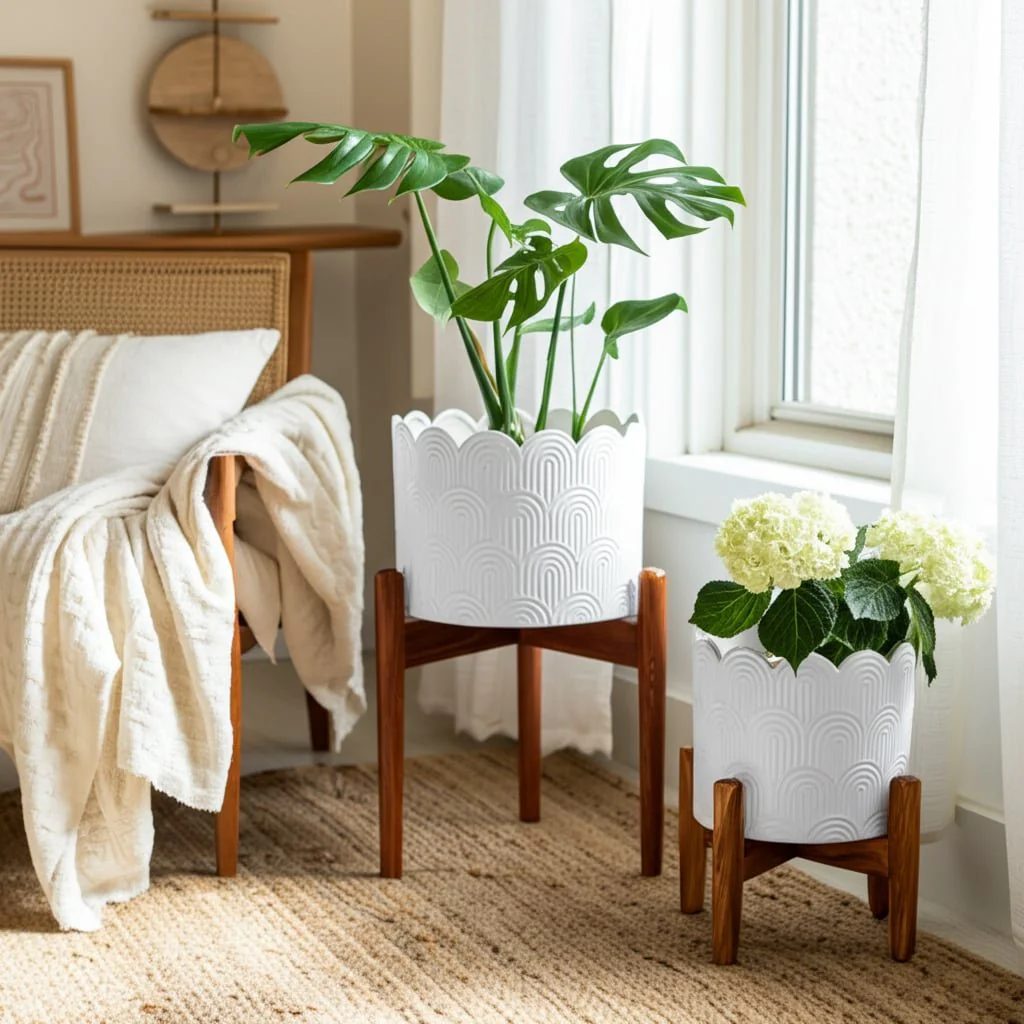 S/2 9/12"  Arch Planters, White - Image 9