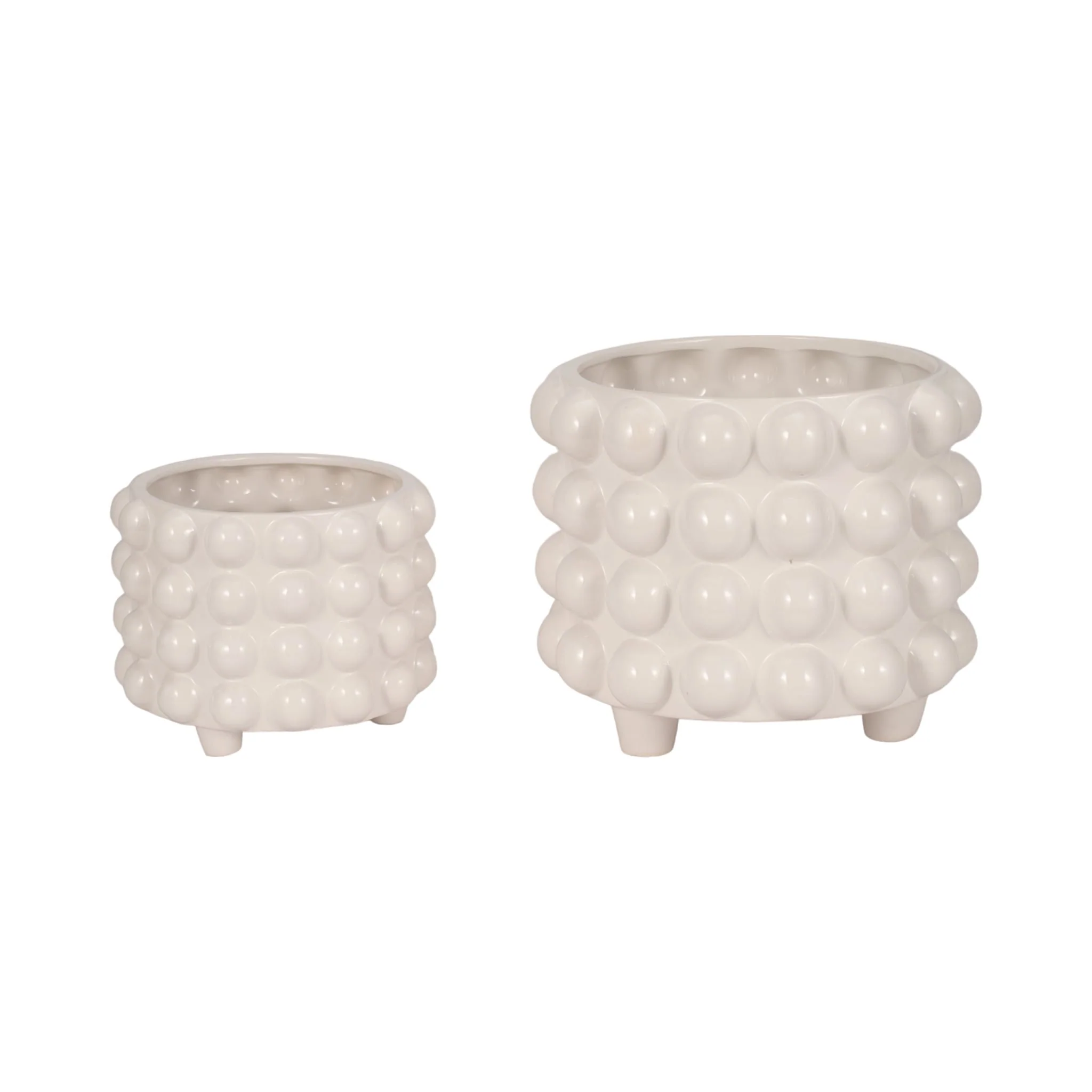 S/2 9/12" Bubble Planters, White - Image 2