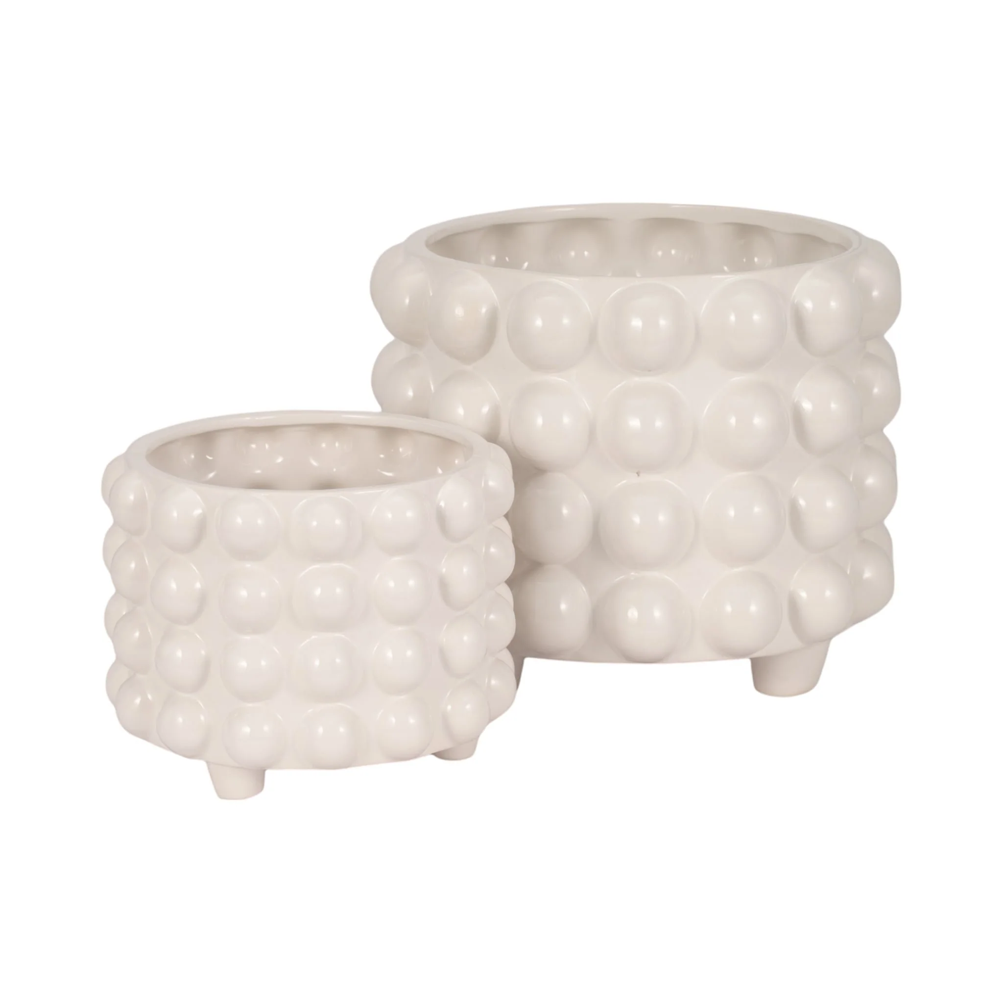 S/2 9/12" Bubble Planters, White - Image 3