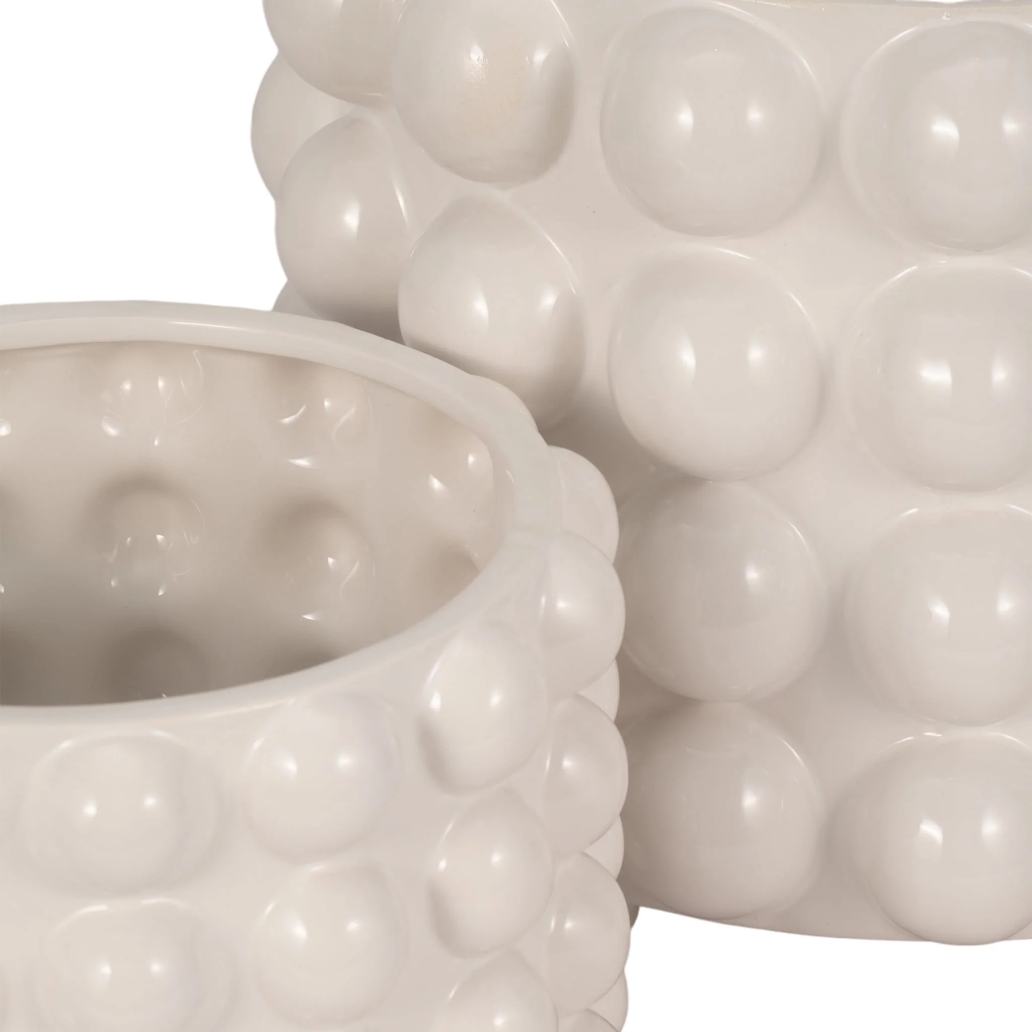 S/2 9/12" Bubble Planters, White - Image 4