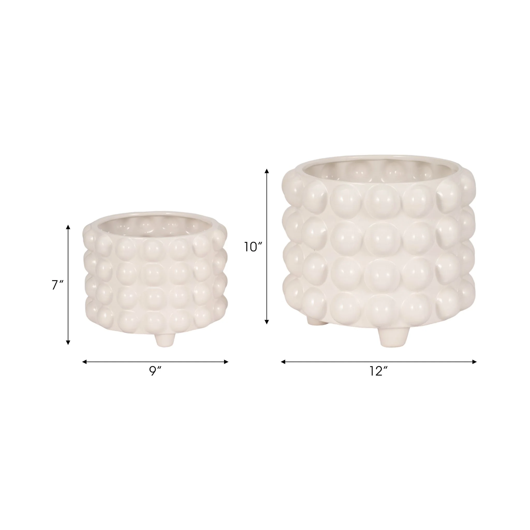 S/2 9/12" Bubble Planters, White - Image 6
