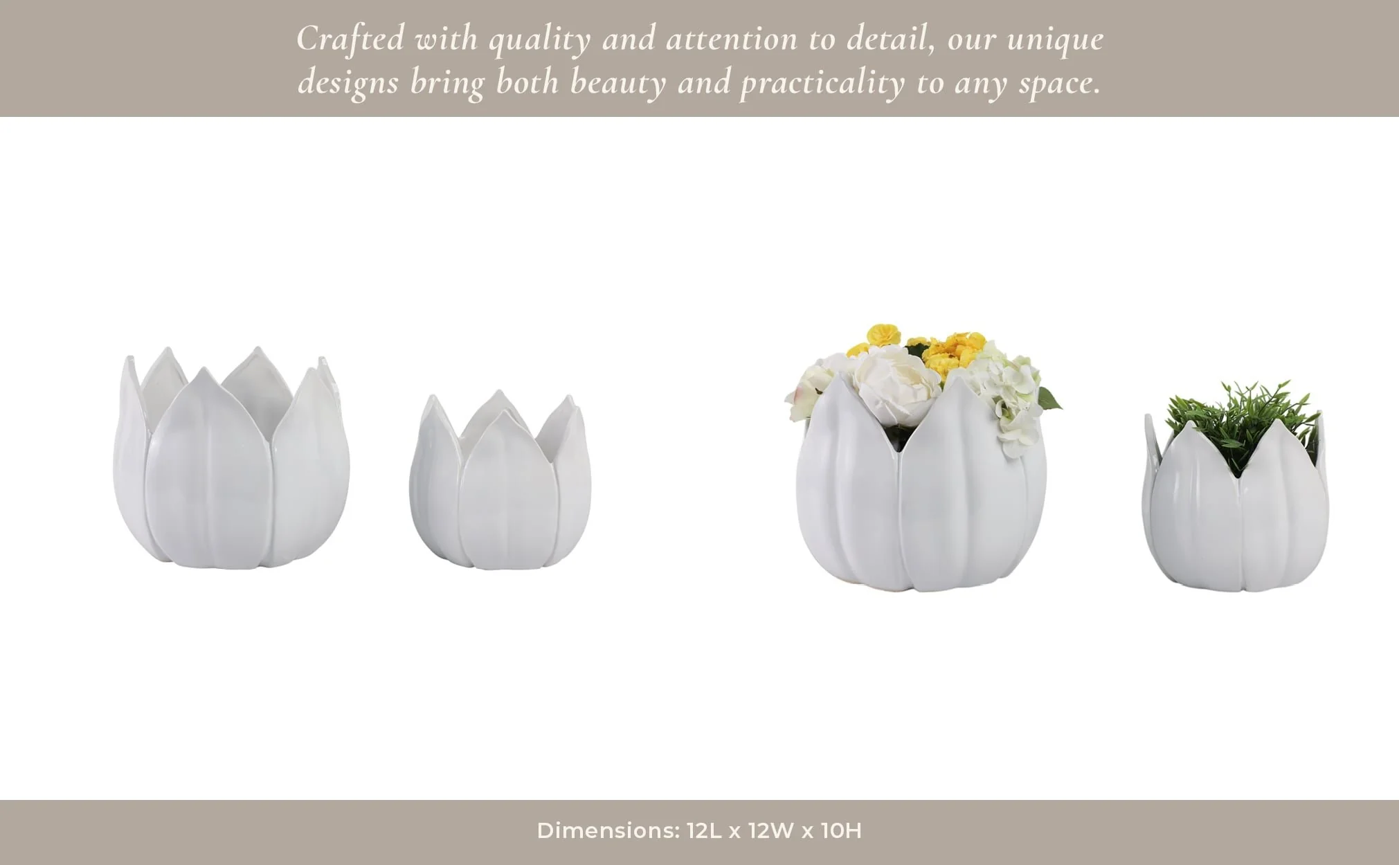 S/2 9/12" Petal Planters, White - Image 11