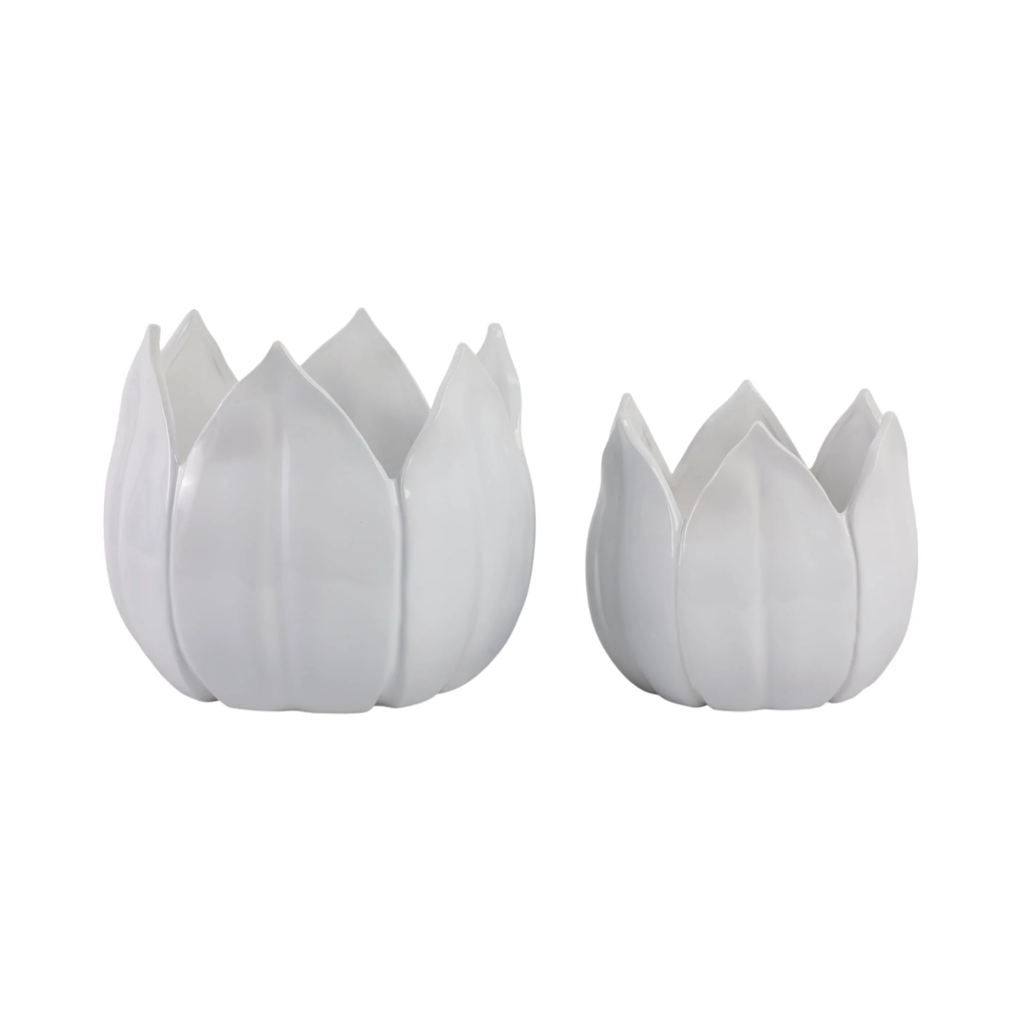 S/2 9/12" Petal Planters, White - Image 3