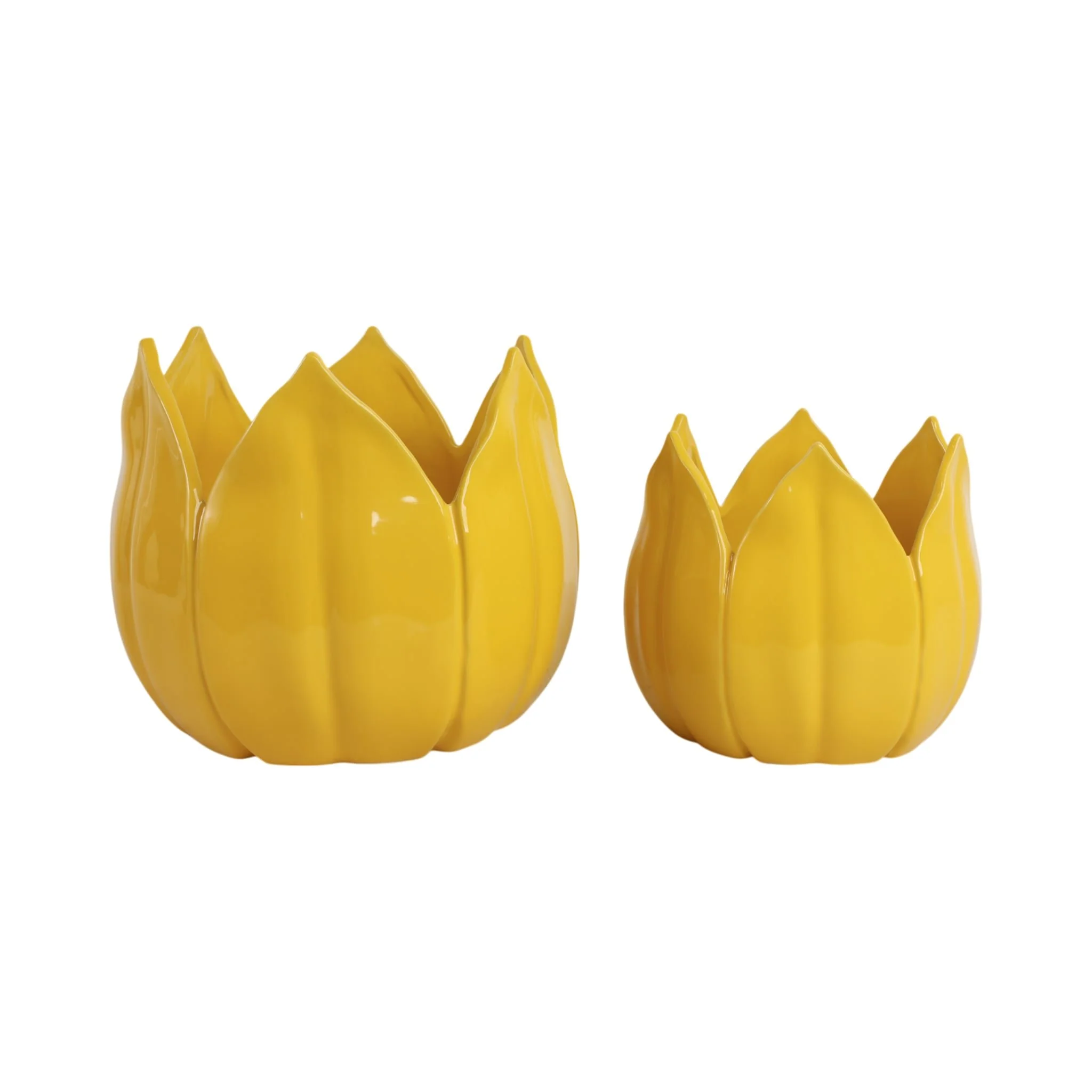 S/2 9/12" Petal Planters, Yellow - Image 3