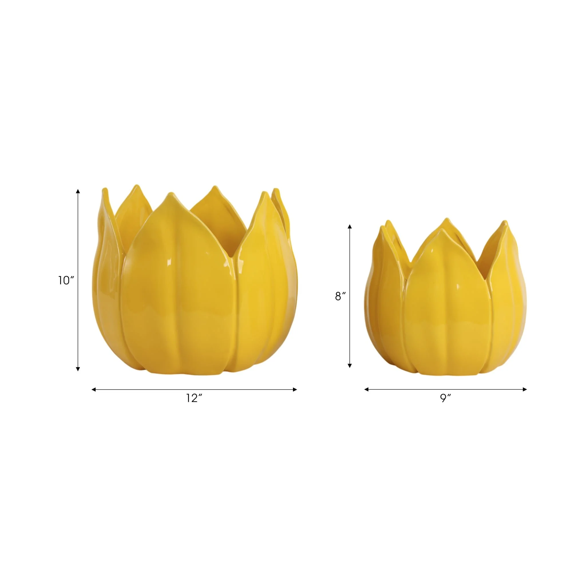 S/2 9/12" Petal Planters, Yellow - Image 7