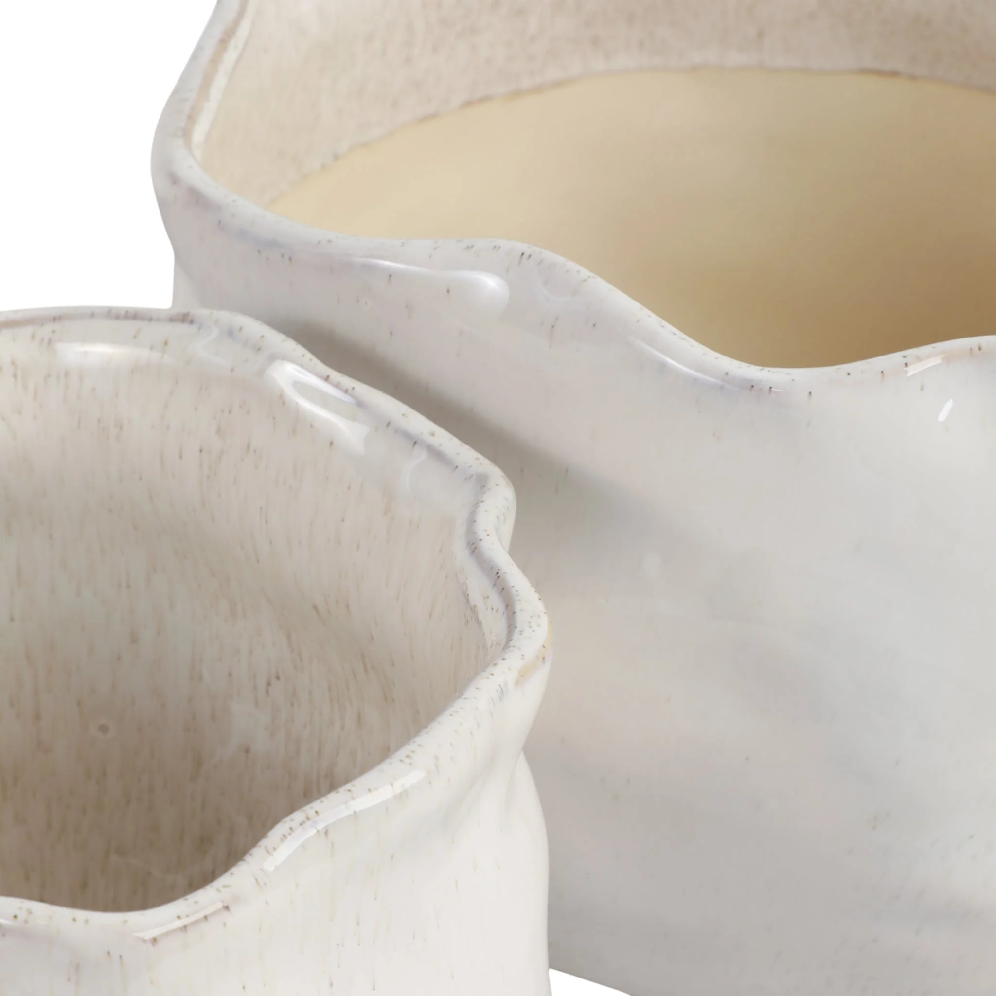S/2 9/12" Round Wavy Edge Planters, White - Image 5