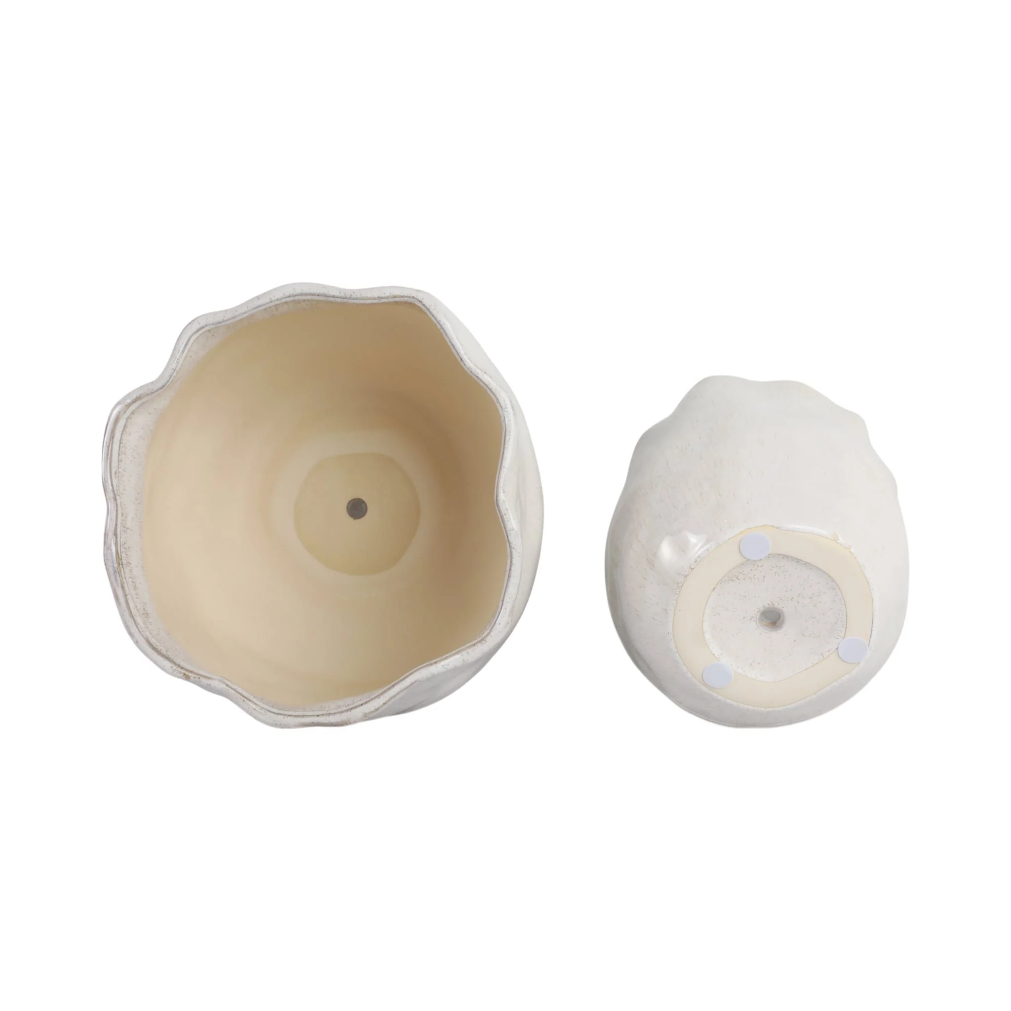 S/2 9/12" Round Wavy Edge Planters, White - Image 6