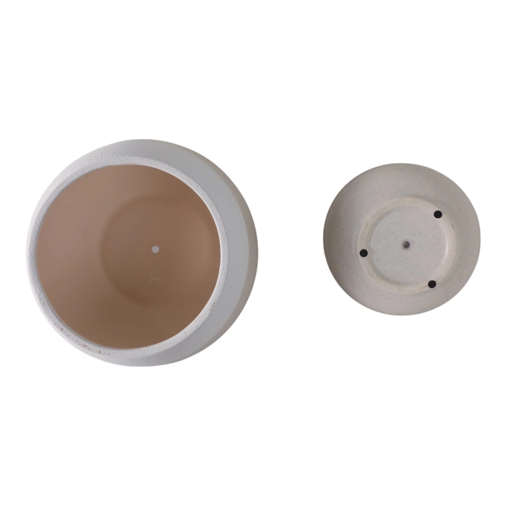 S/2 9/12" Textured Half-dipped Planters,wht/tan - Image 6