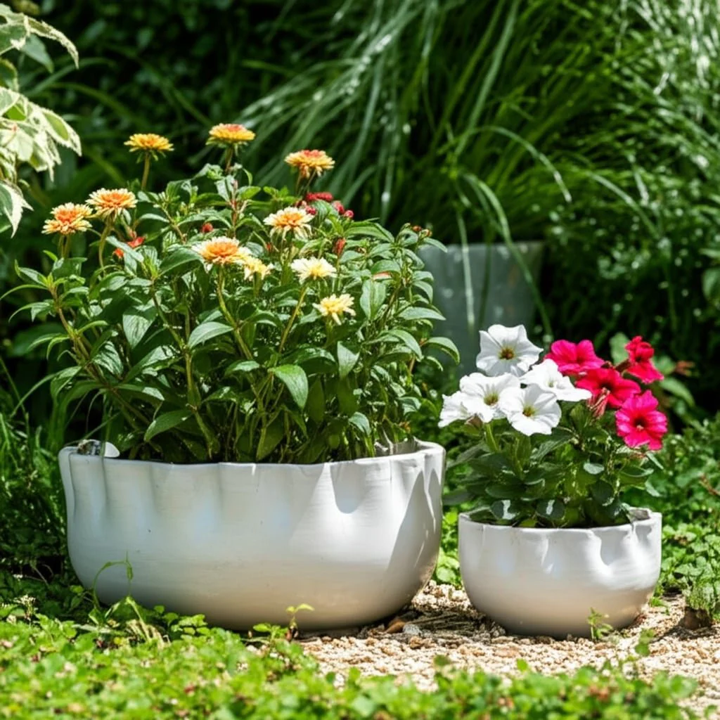 S/2 9/13"terracotta Planters, White - Image 8