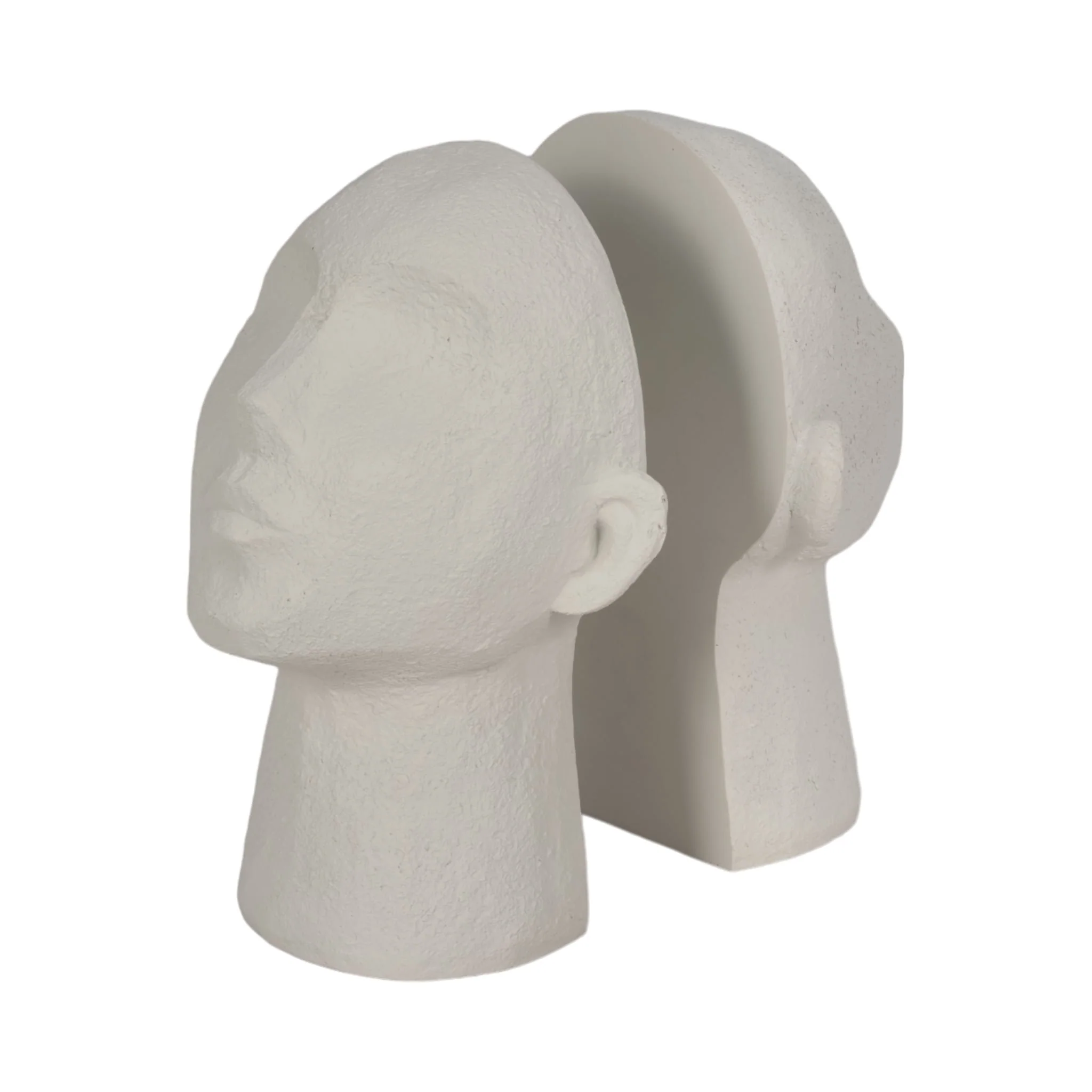 S/2 9" Textured Head Up Bookends, White - Image 3