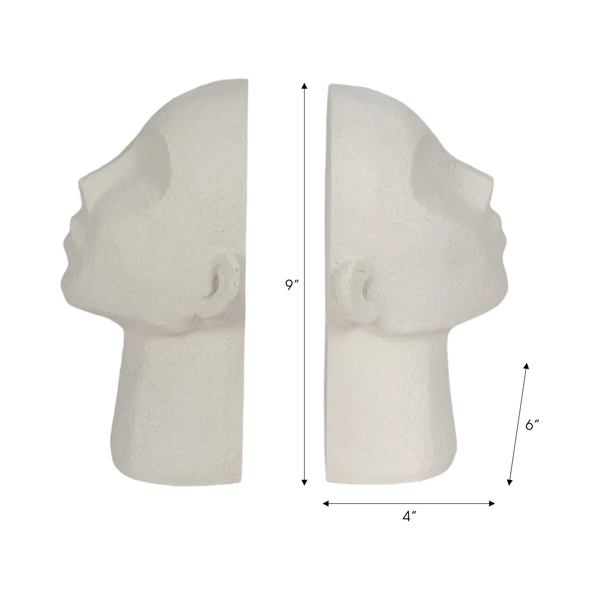 S/2 9" Textured Head Up Bookends, White - Image 7