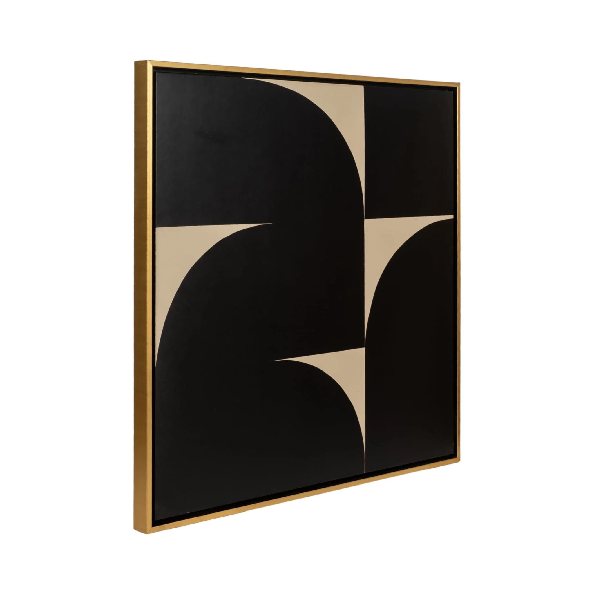 S/2 95x47 Hand Painted Modern Geos, Tan/black - Image 2