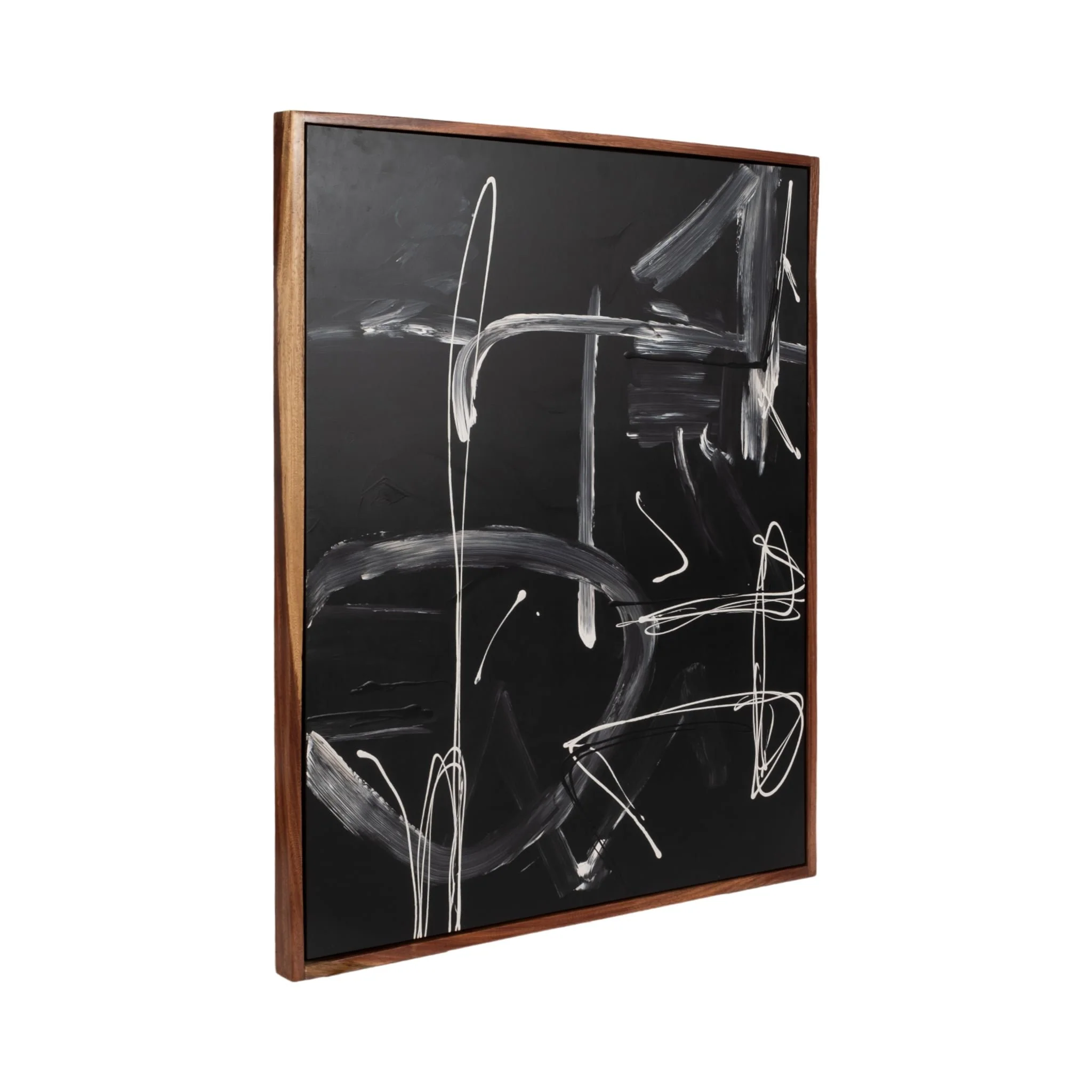 S/2 95x59 Hand Painted Contemporary Art, Black/wht - Image 2