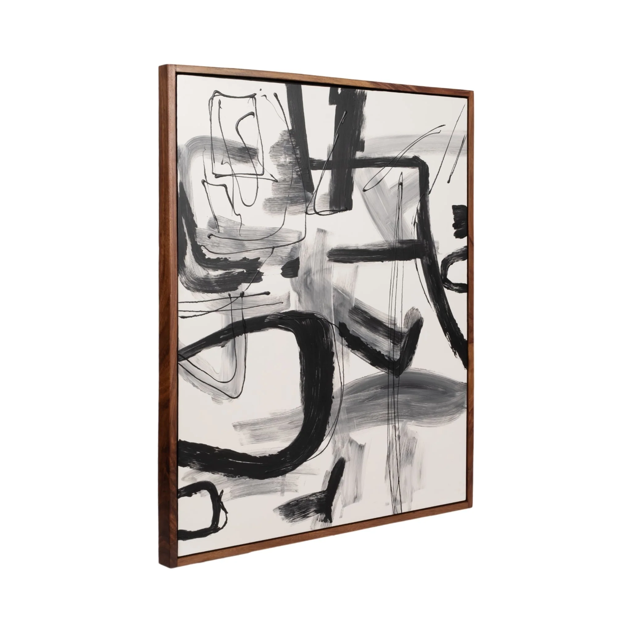 S/2 95x59 Hand Painted Contemporary Art, Black/wht - Image 3
