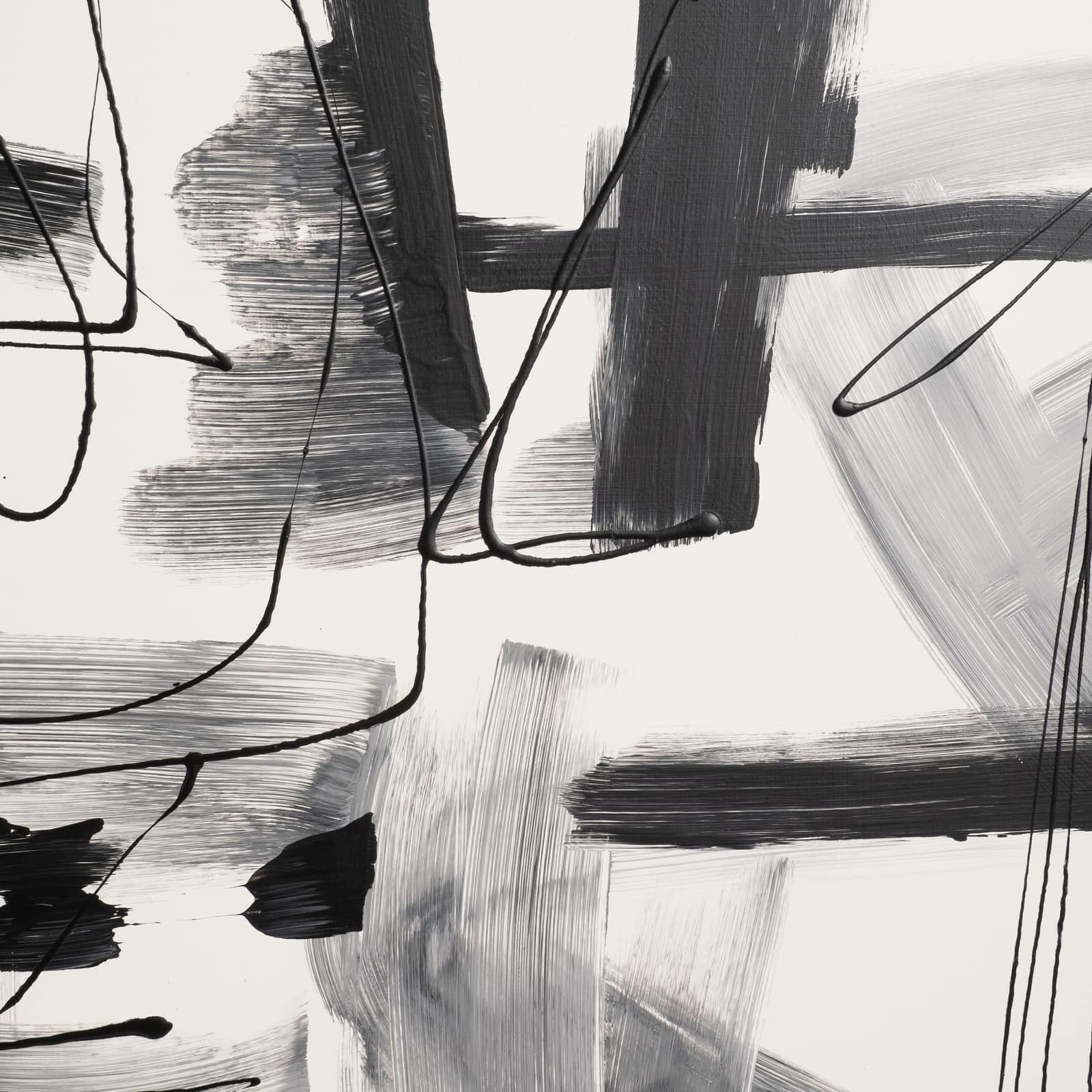 S/2 95x59 Hand Painted Contemporary Art, Black/wht - Image 6