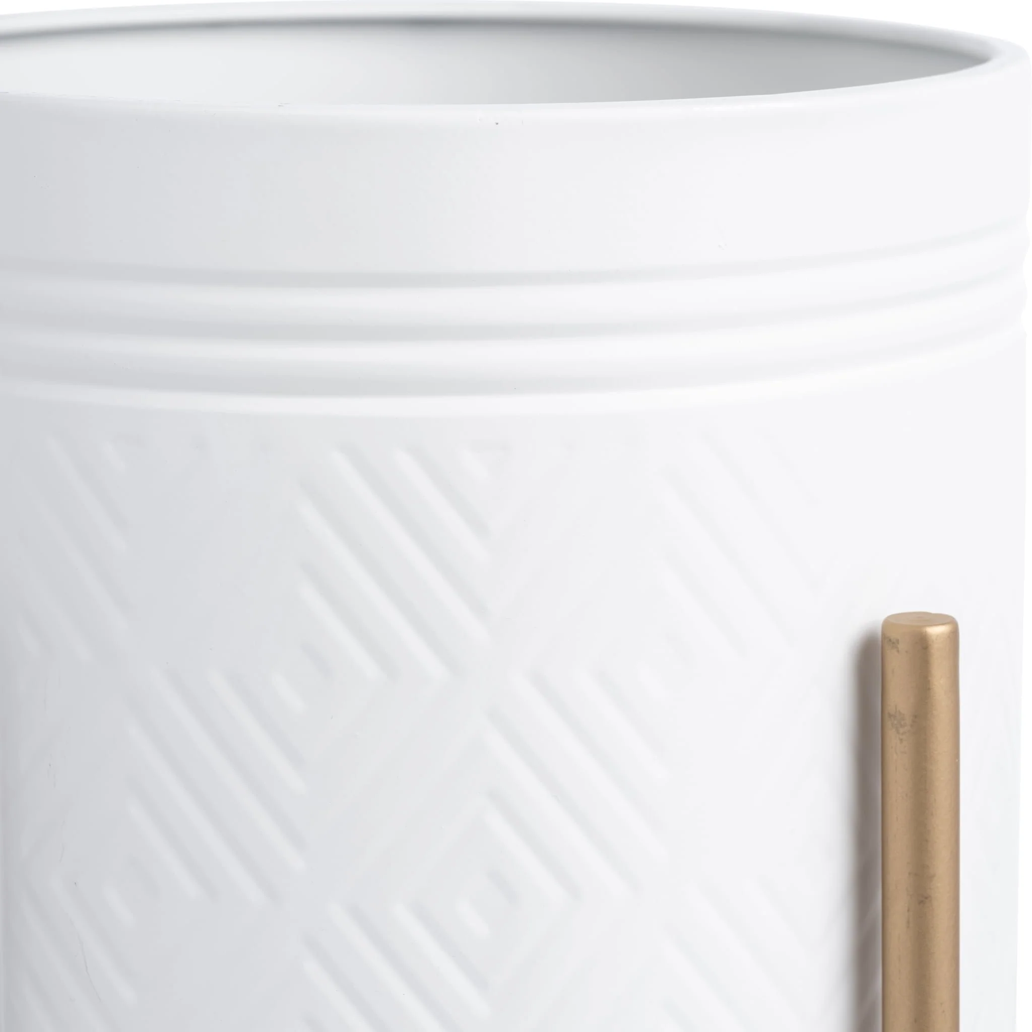 S/2 Aztec Planter On Metal Stand, White/gold - Image 7