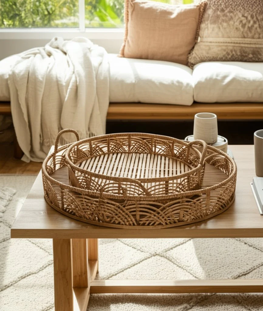S/2 Bamboo 24/30" Round Trays, Natural - Image 10