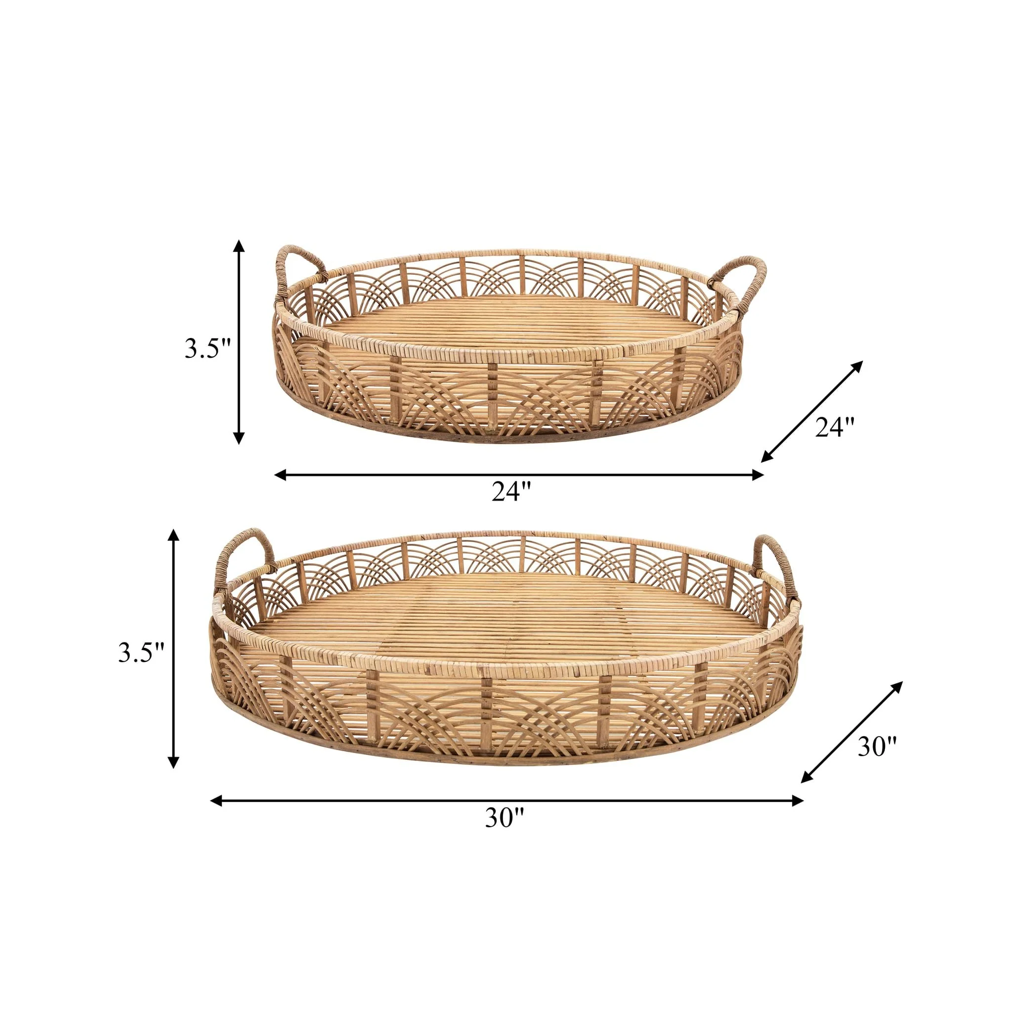 S/2 Bamboo 24/30" Round Trays, Natural - Image 4