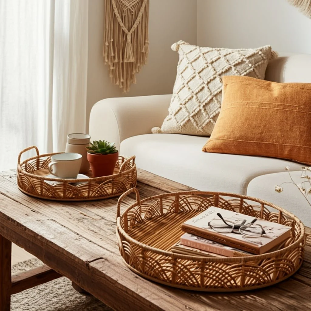 S/2 Bamboo 24/30" Round Trays, Natural - Image 9