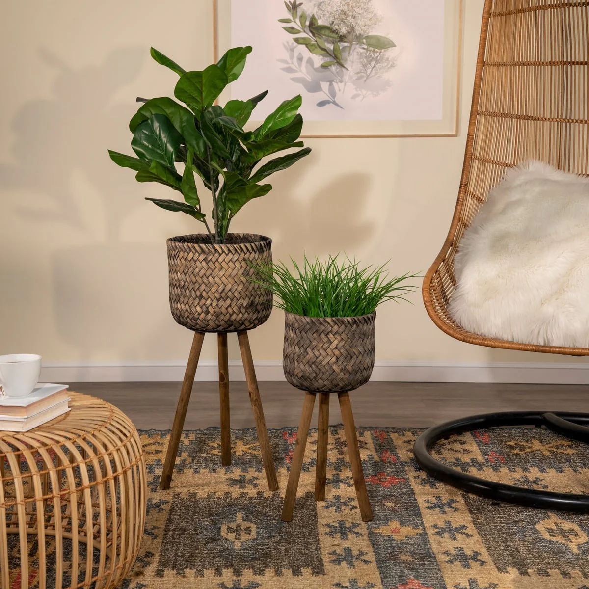 S/2 Bamboo Planters On Stands - Image 10