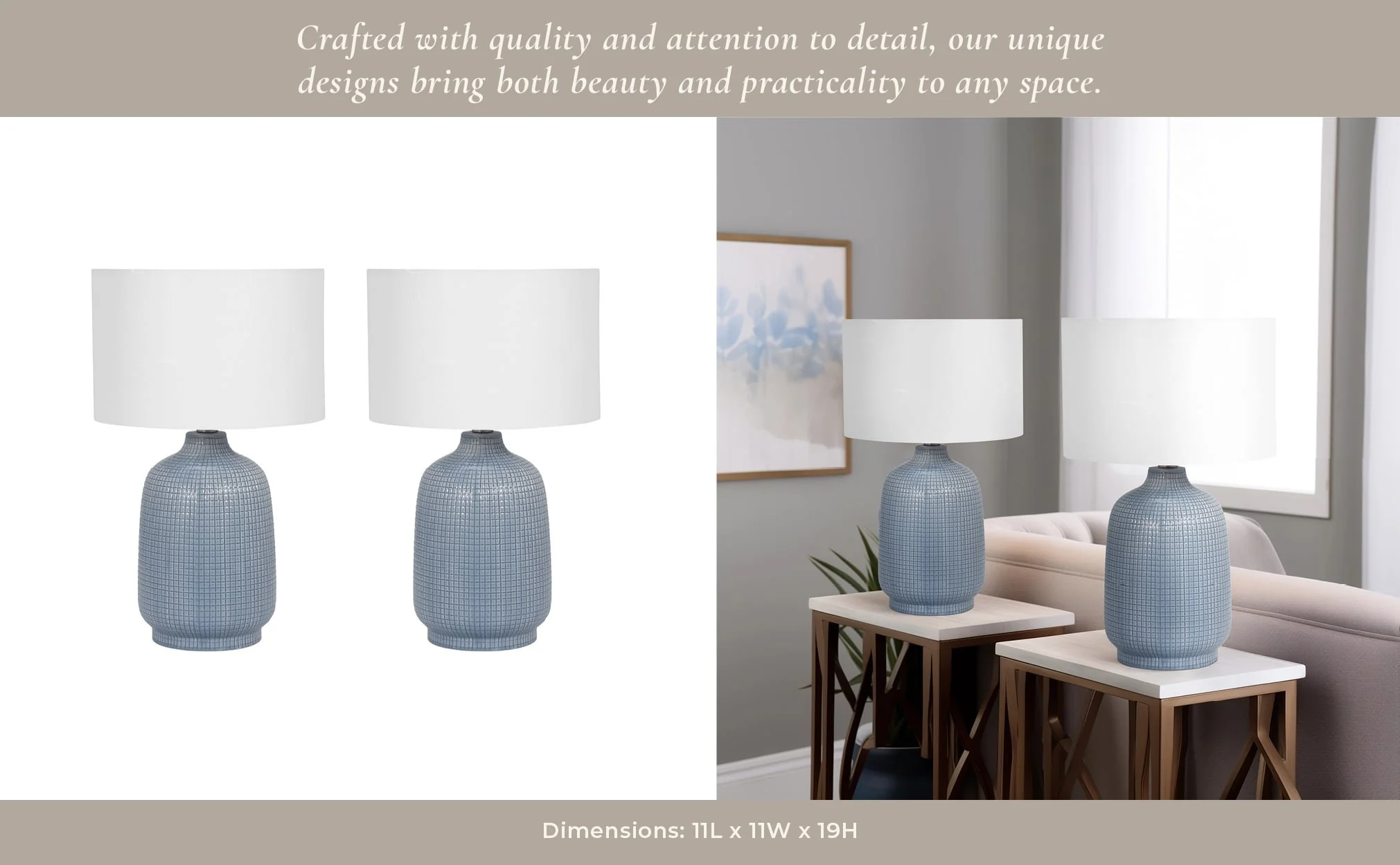 S/2 Ceramic 19" Table Lamp, Lt Blue - Image 12