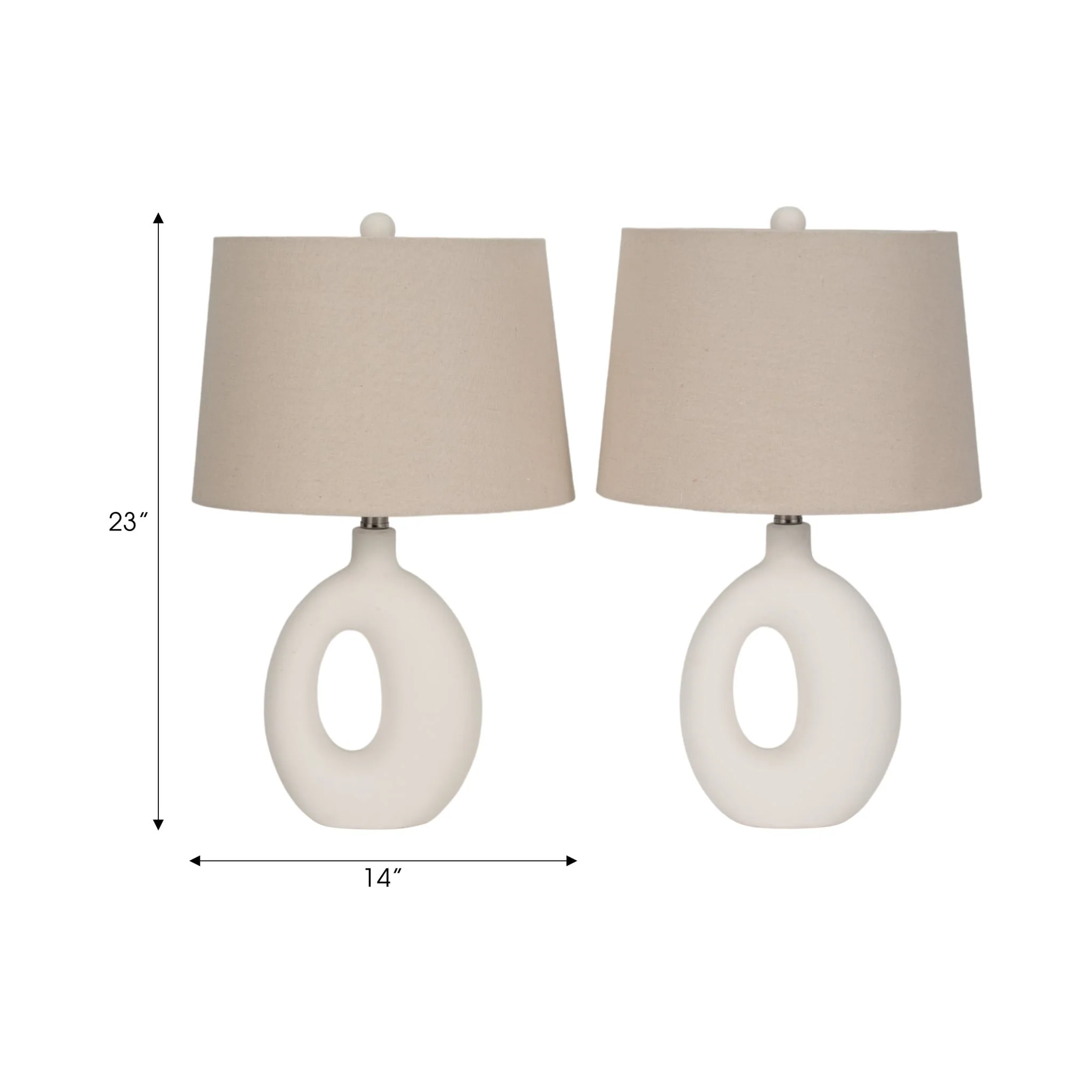 S/2 Ceramic 23" Open Cut Out Table Lamp, White/tan - Image 8