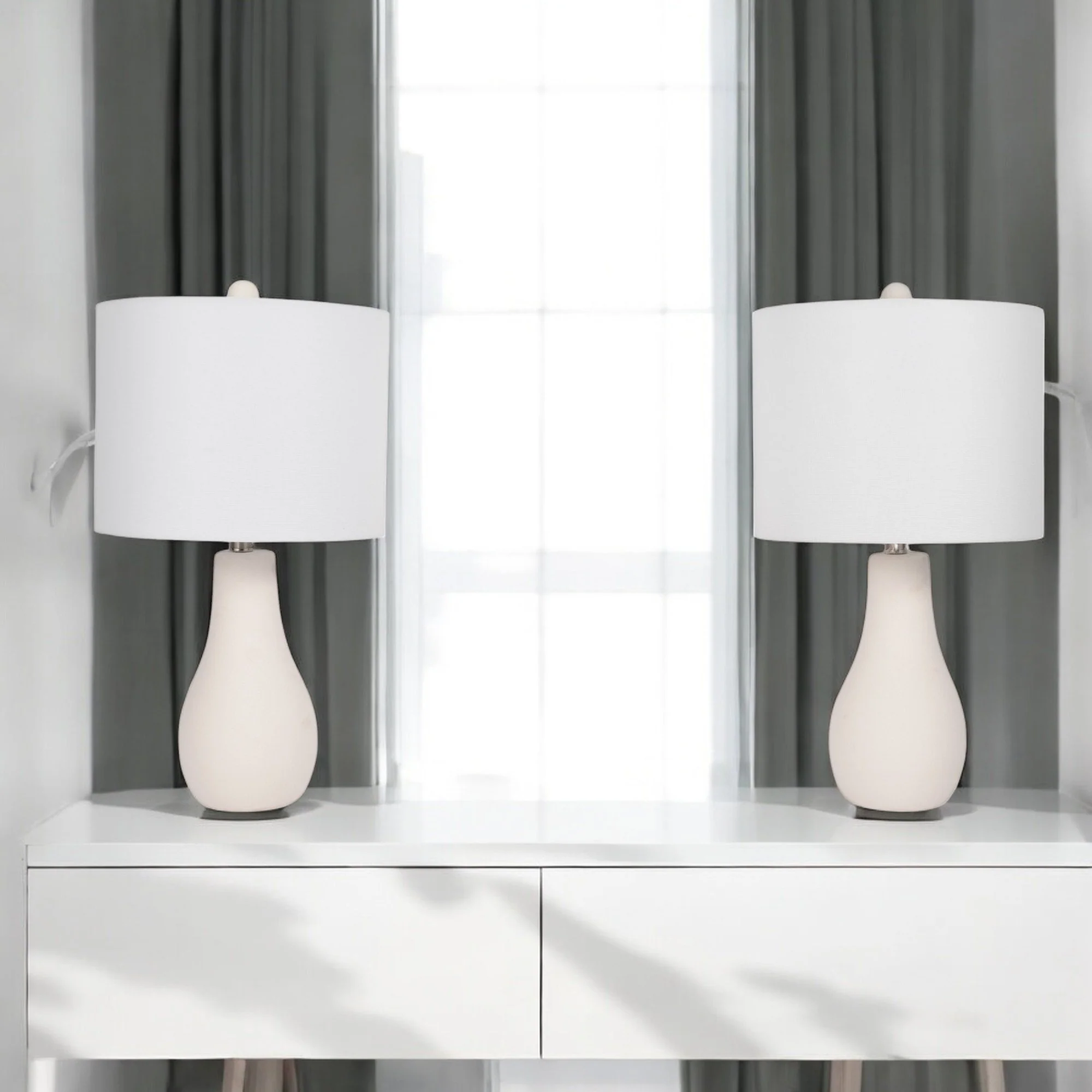 S/2 Ceramic 24" Table Lamp, White - Image 10