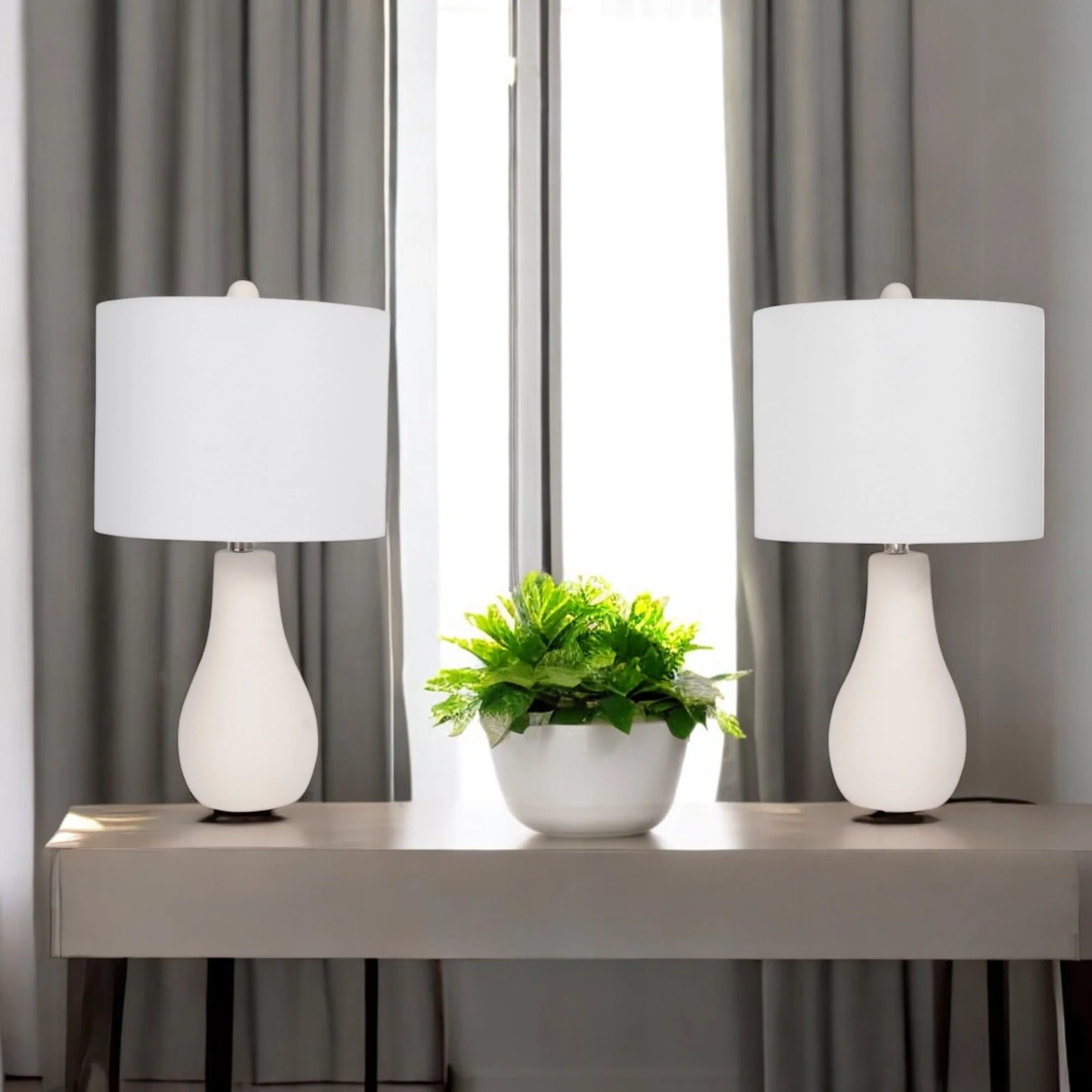 S/2 Ceramic 24" Table Lamp, White - Image 11