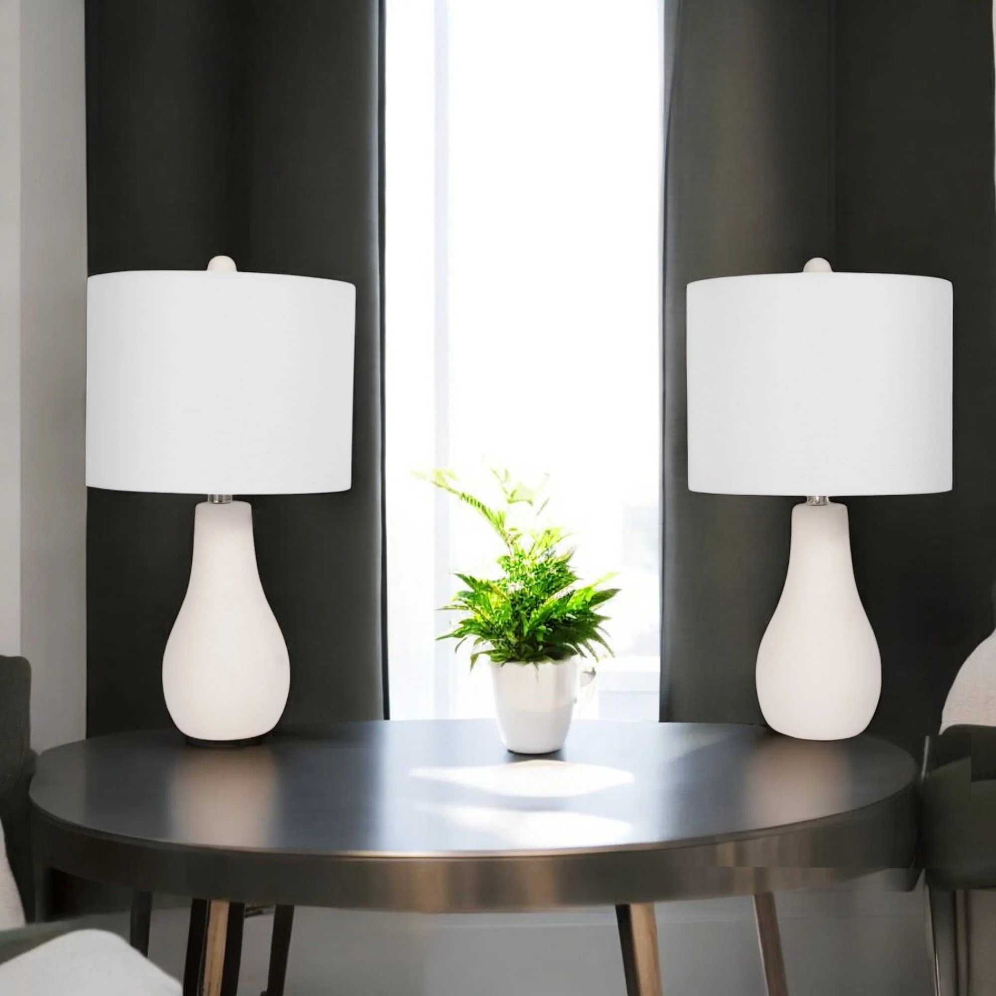S/2 Ceramic 24" Table Lamp, White - Image 12