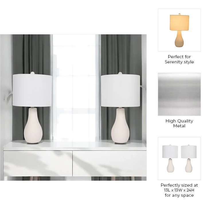S/2 Ceramic 24" Table Lamp, White - Image 8
