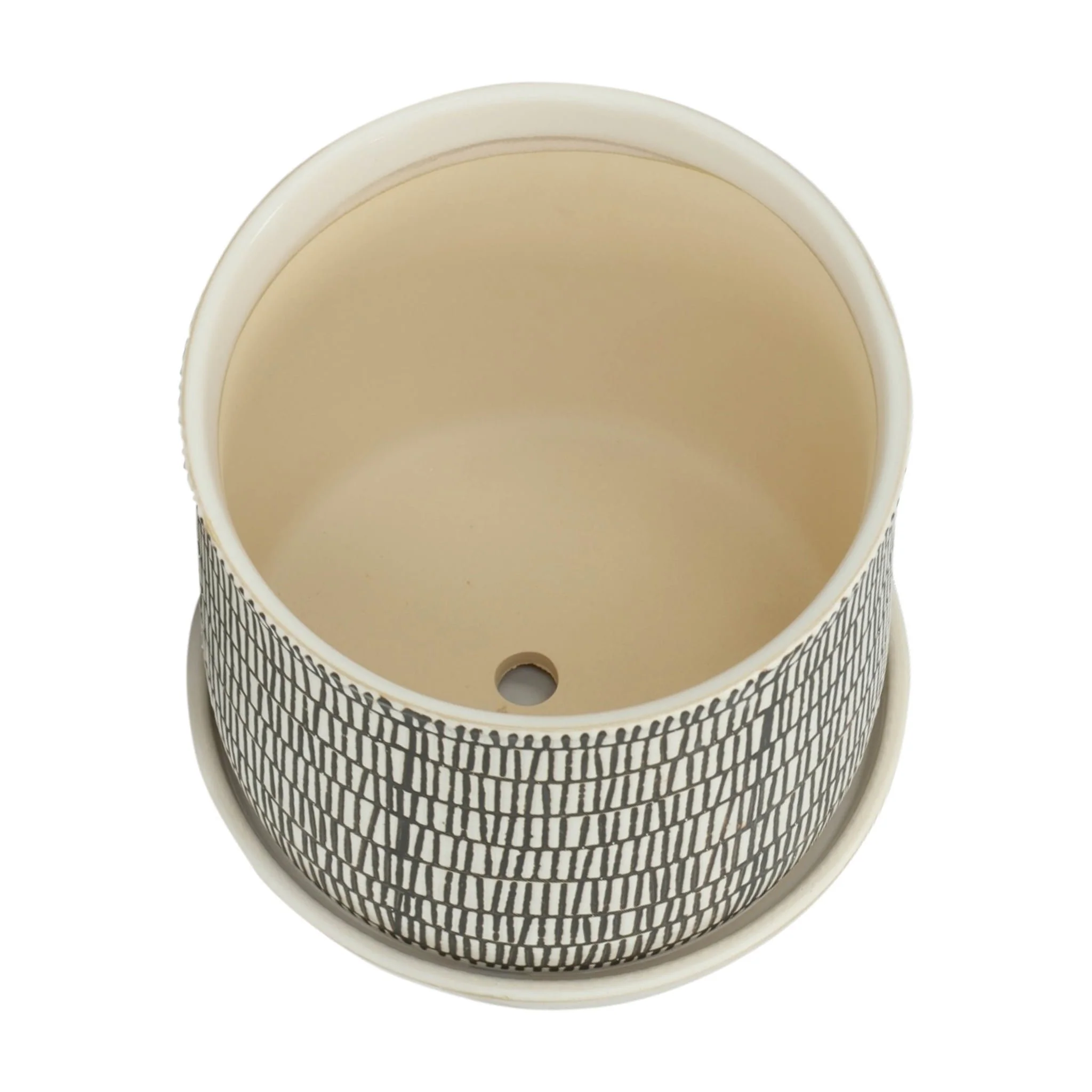 S/2 Ceramic 6/8" Planter W/ Saucer, Beige - Image 2