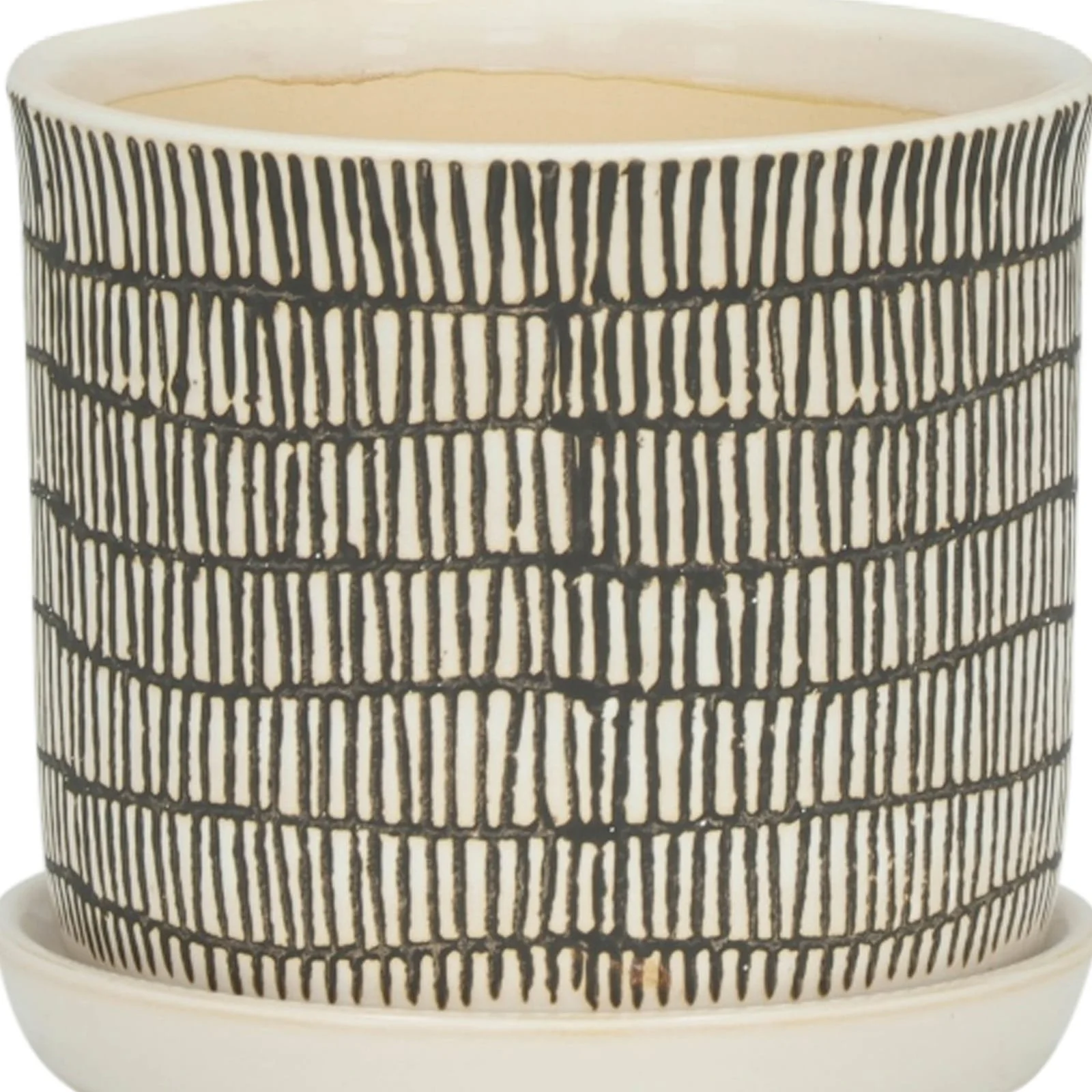 S/2 Ceramic 6/8" Planter W/ Saucer, Beige - Image 4