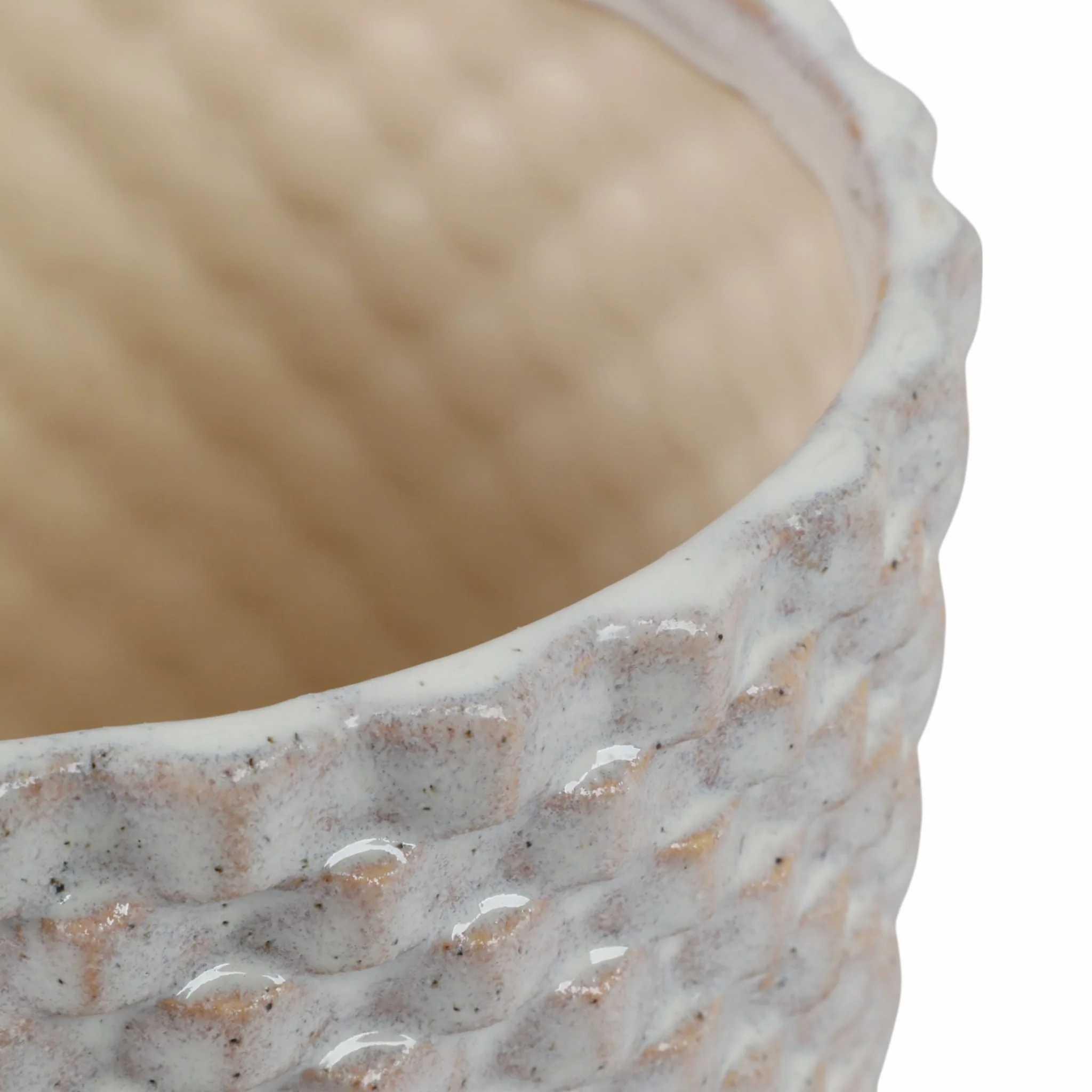 S/2 Ceramic 6/8" Textured Footed Planter, White - Image 7