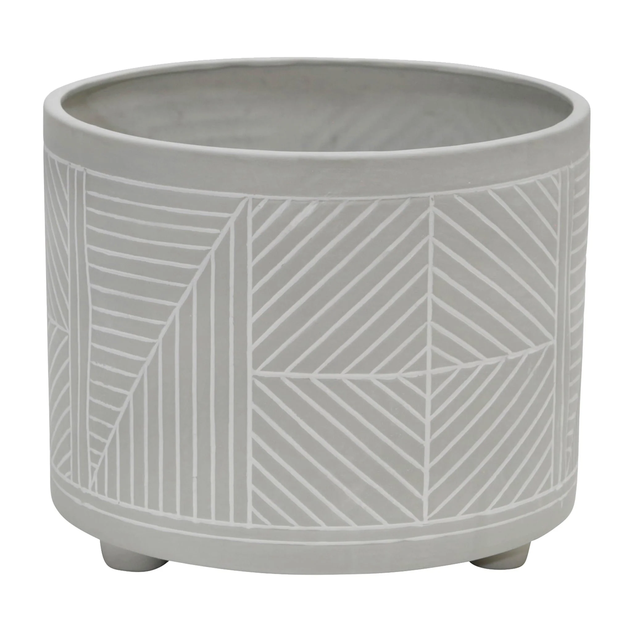 S/2 Ceramic Diamond Footed Planter 10/12", Gray - Image 2