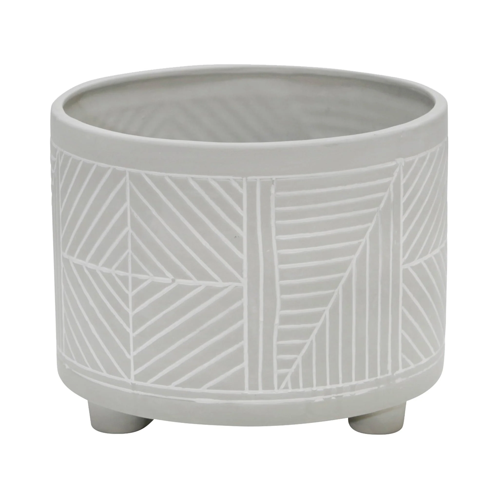 S/2 Ceramic Diamond Footed Planter 10/12", Gray - Image 3